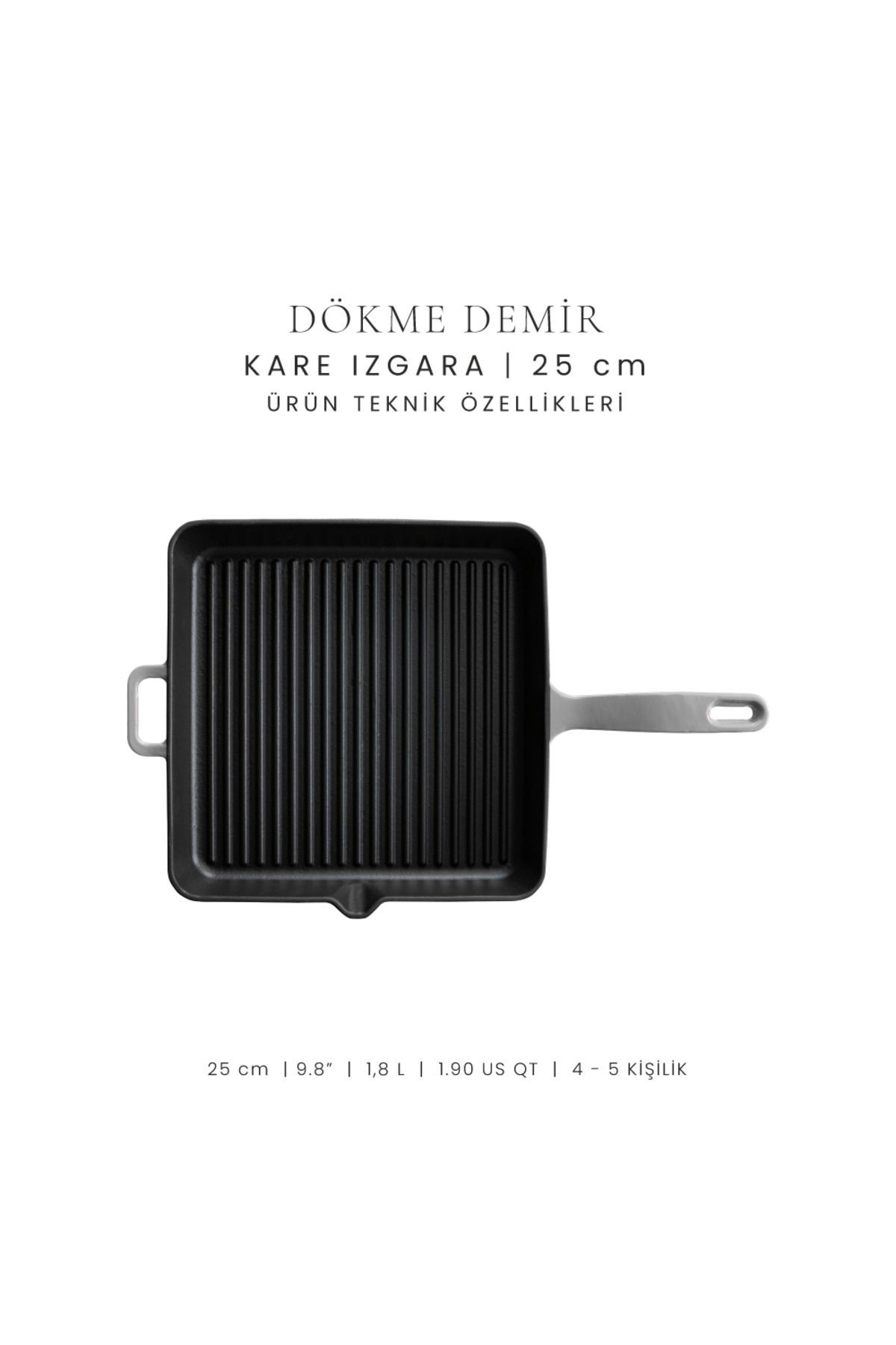 Voeux Gracieuse Döküm Kare Izgara Tava 25Cm