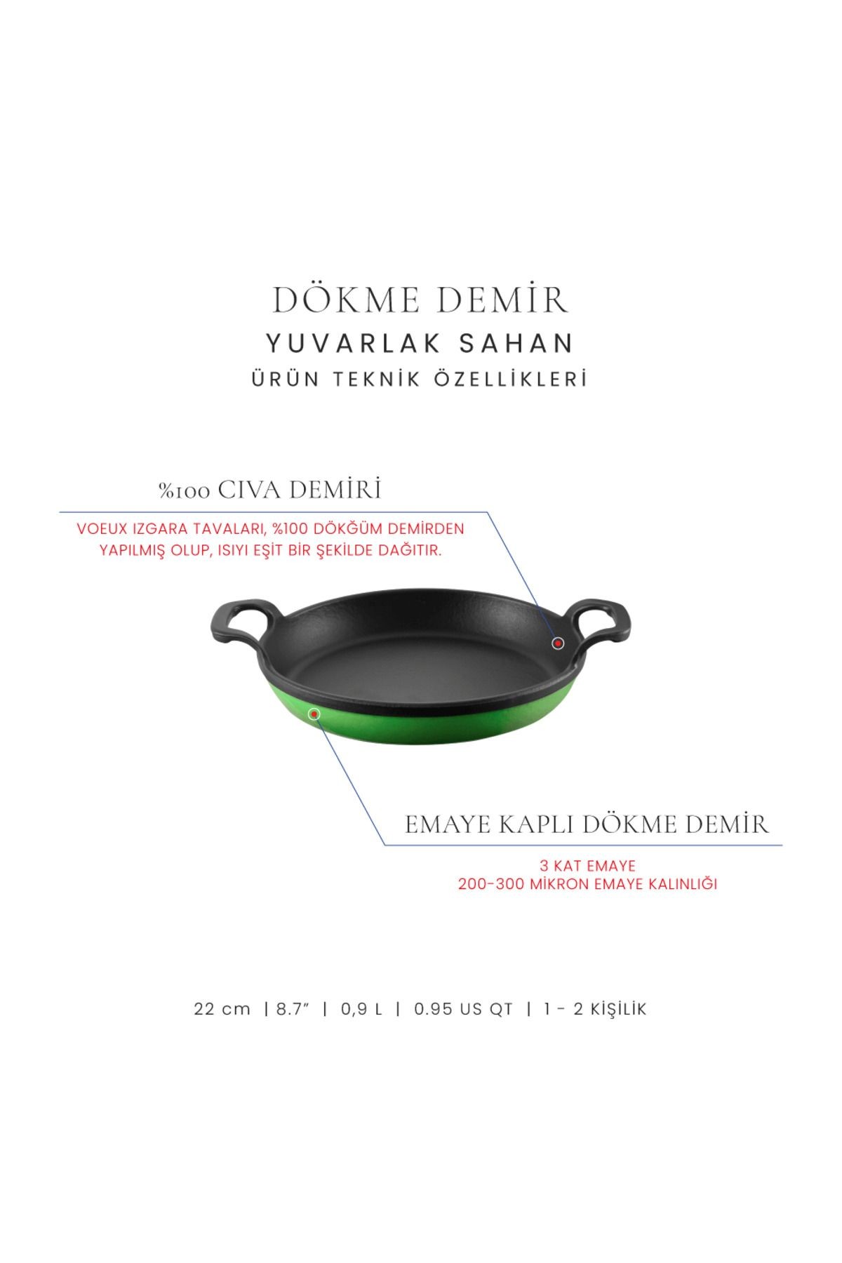 Voeux Forêt Döküm Yuvarlak Sahan ve Nihale 22Cm