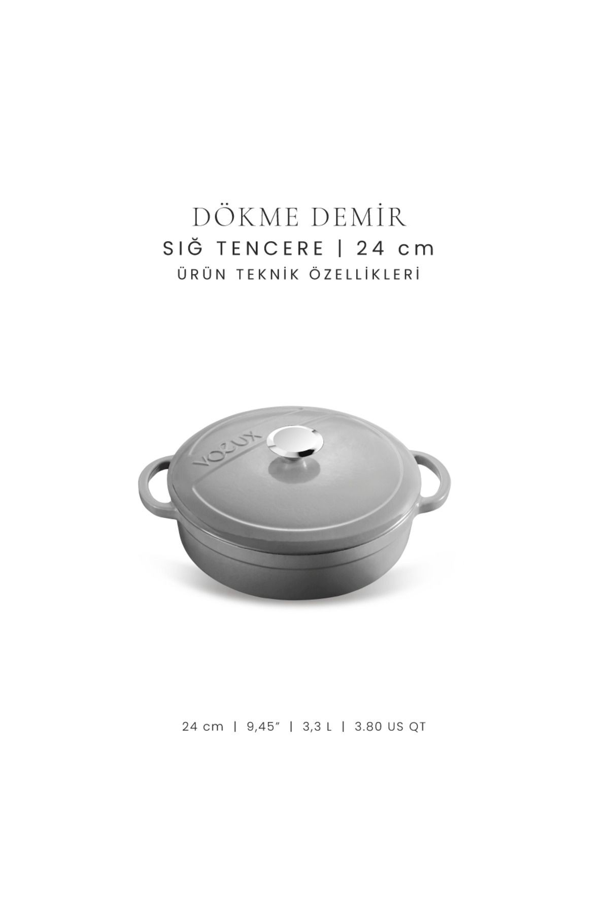 Voeux Gracieuse Döküm Sığ Tencere 24 Cm