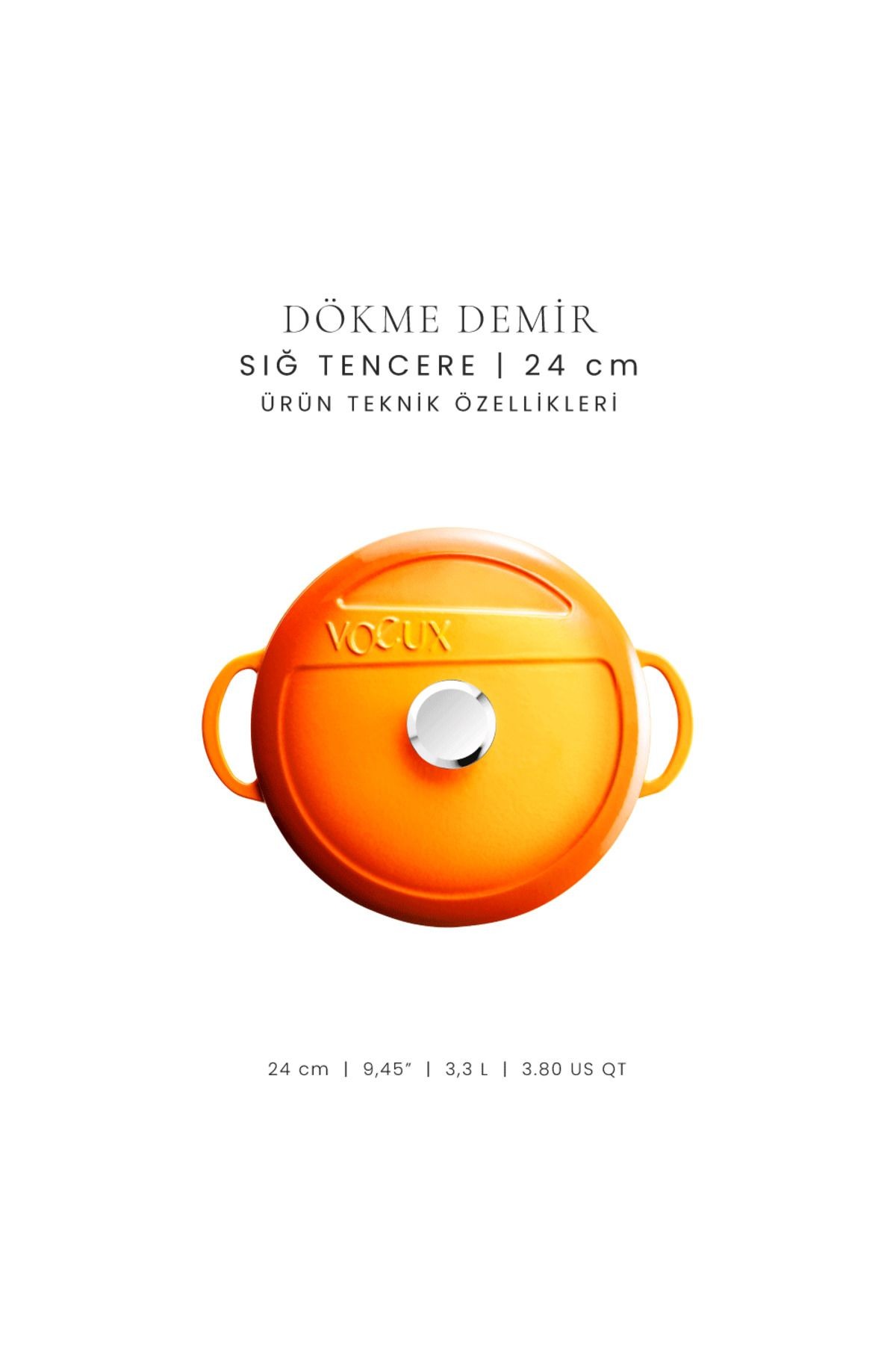 Voeux Amusant Döküm Sığ Tencere 24Cm