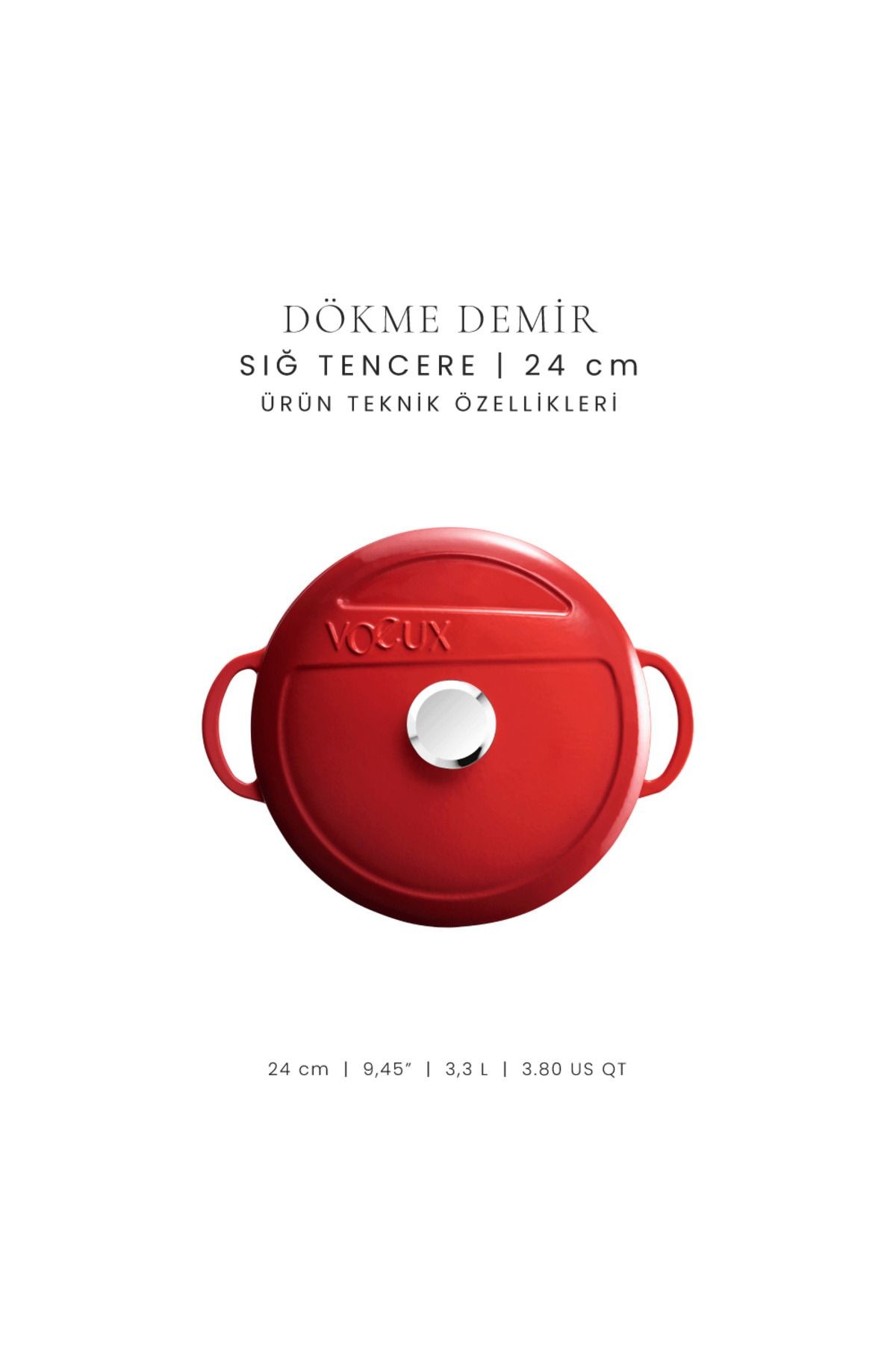Voeux L'Amour Döküm Sığ Tencere 24 Cm