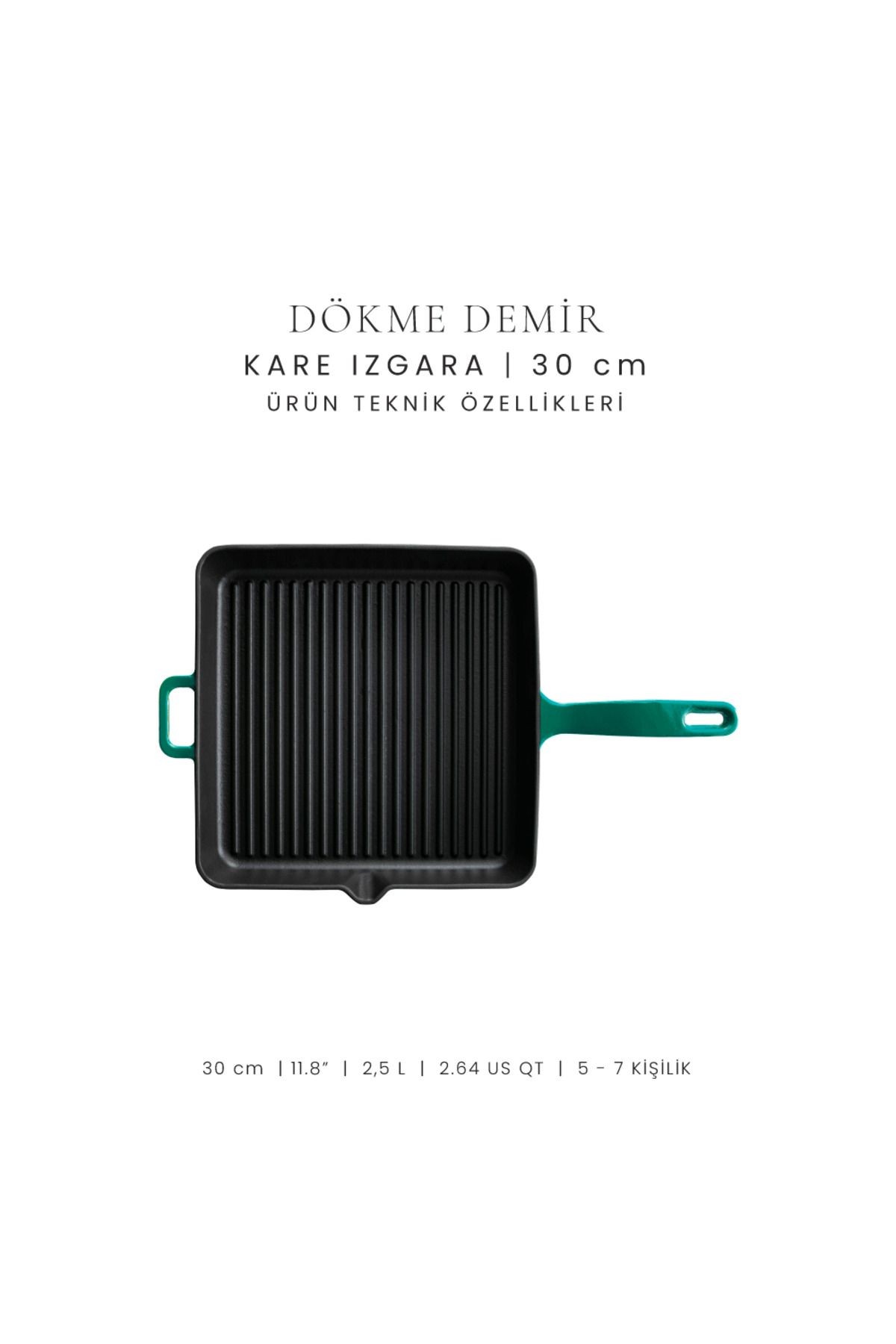 Voeux Profond Döküm Kare Izgara Tava 30Cm