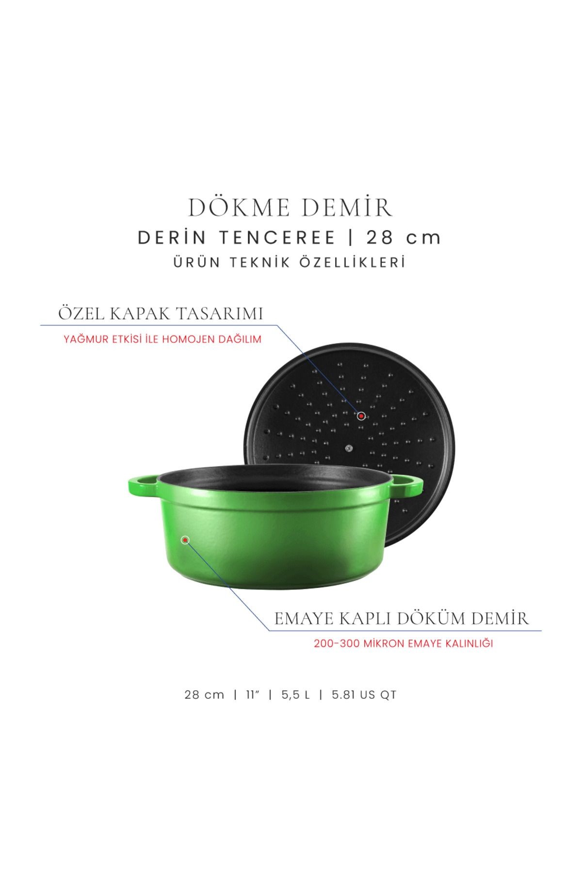 Voeux Forêt Döküm Derin Tencere 28Cm