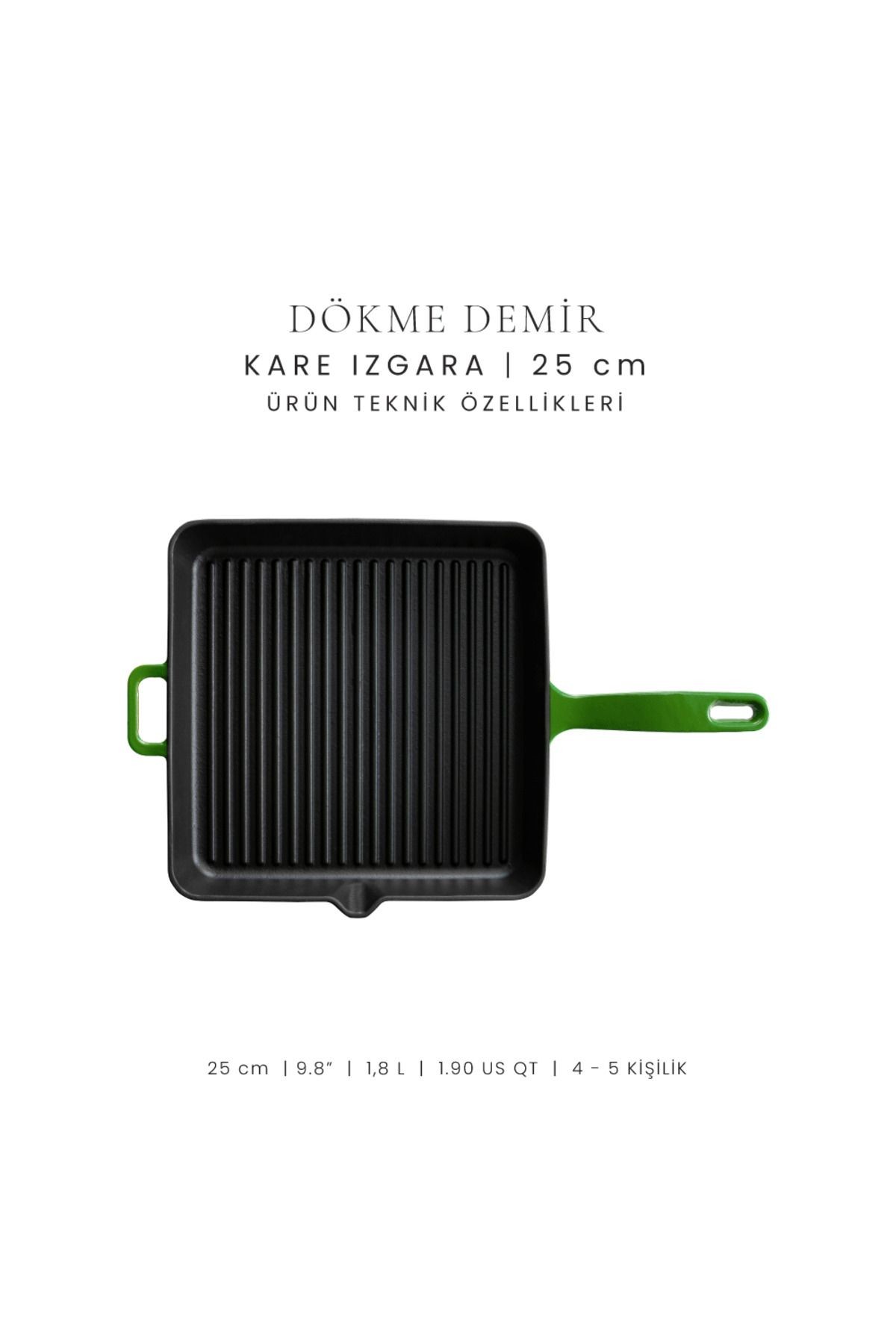 Voeux Forêt Döküm Kare Izgara Tava 25Cm