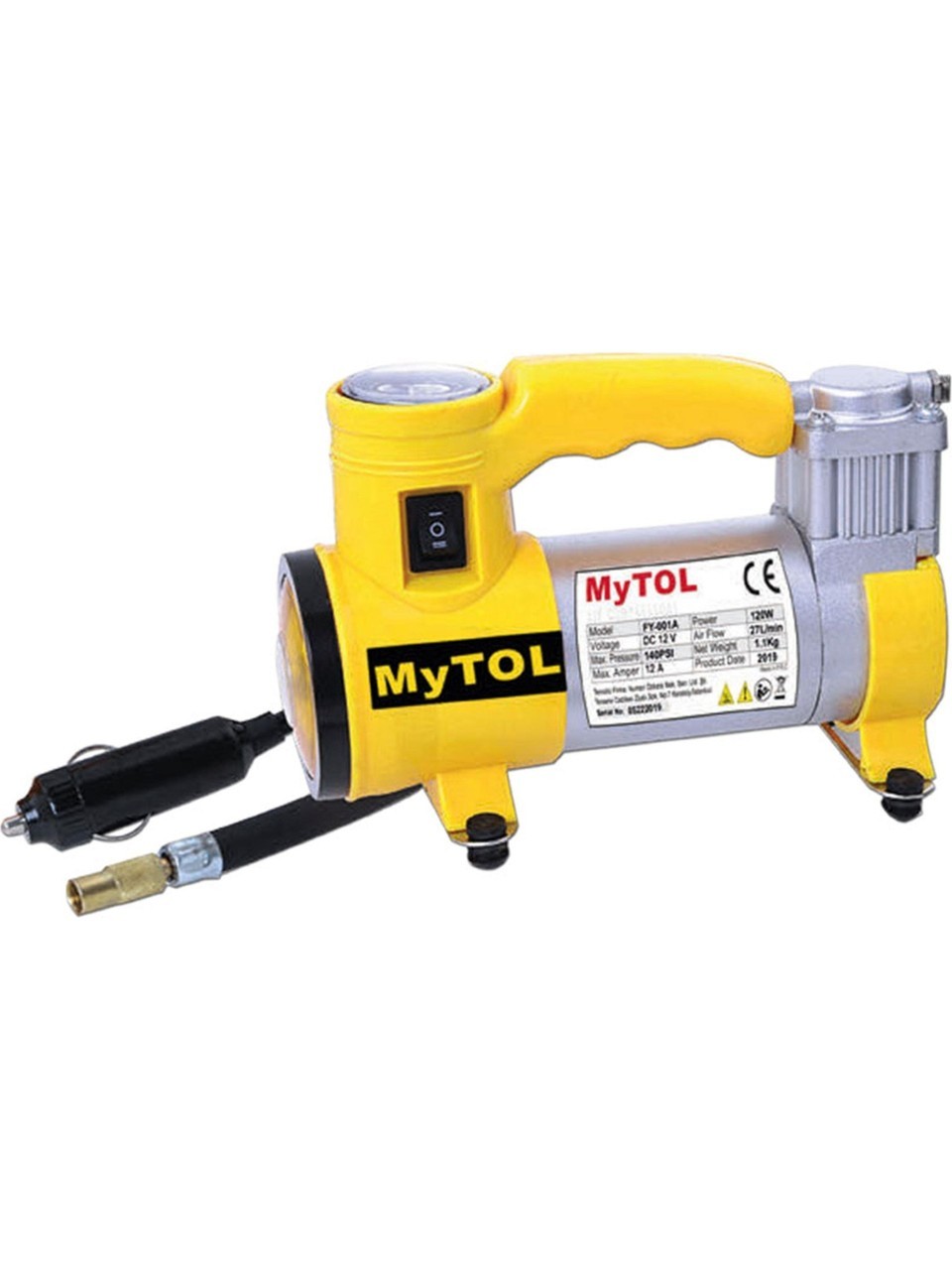 Mytol FY-001A 140 PSI Metal Gövdeli ve Işıklı Araç Kompresörü