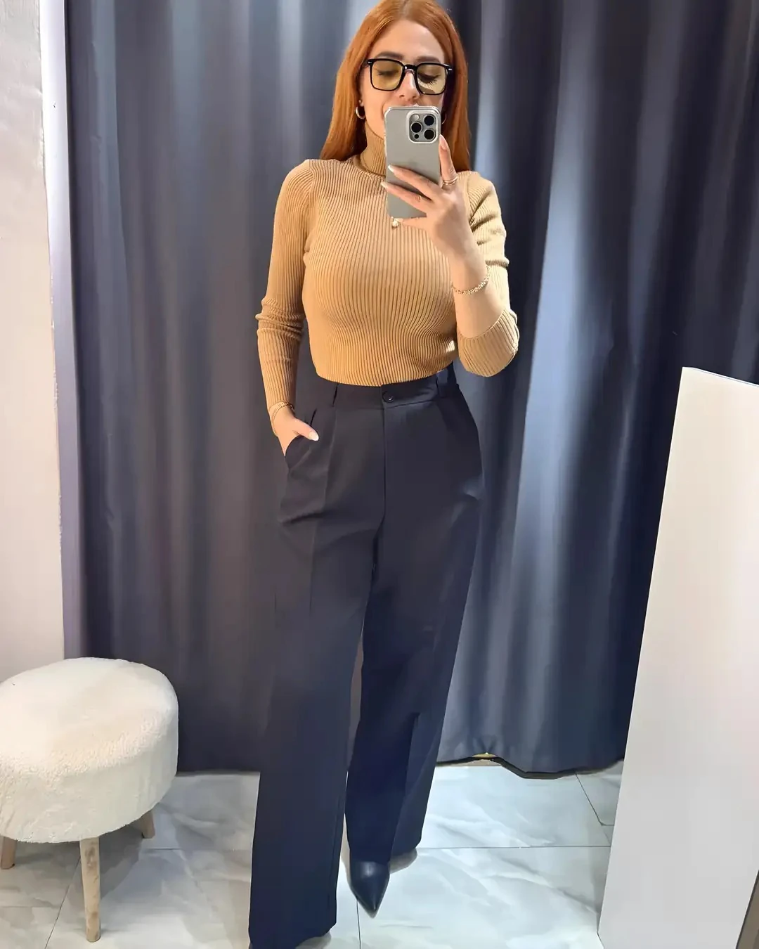 Yüksek Bel Palazzo Pantolon - siyah