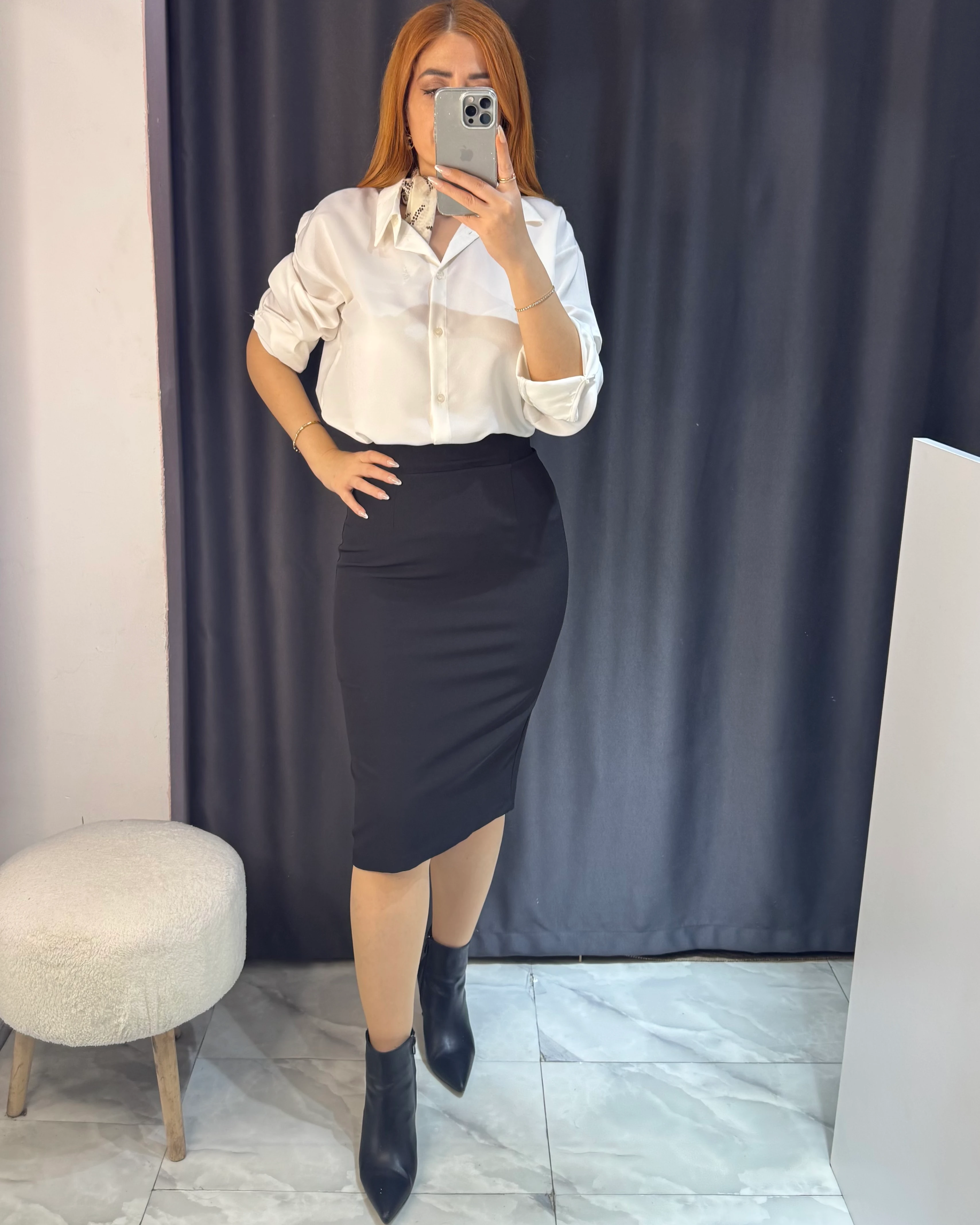 Yüksek Bel Kalem Etek