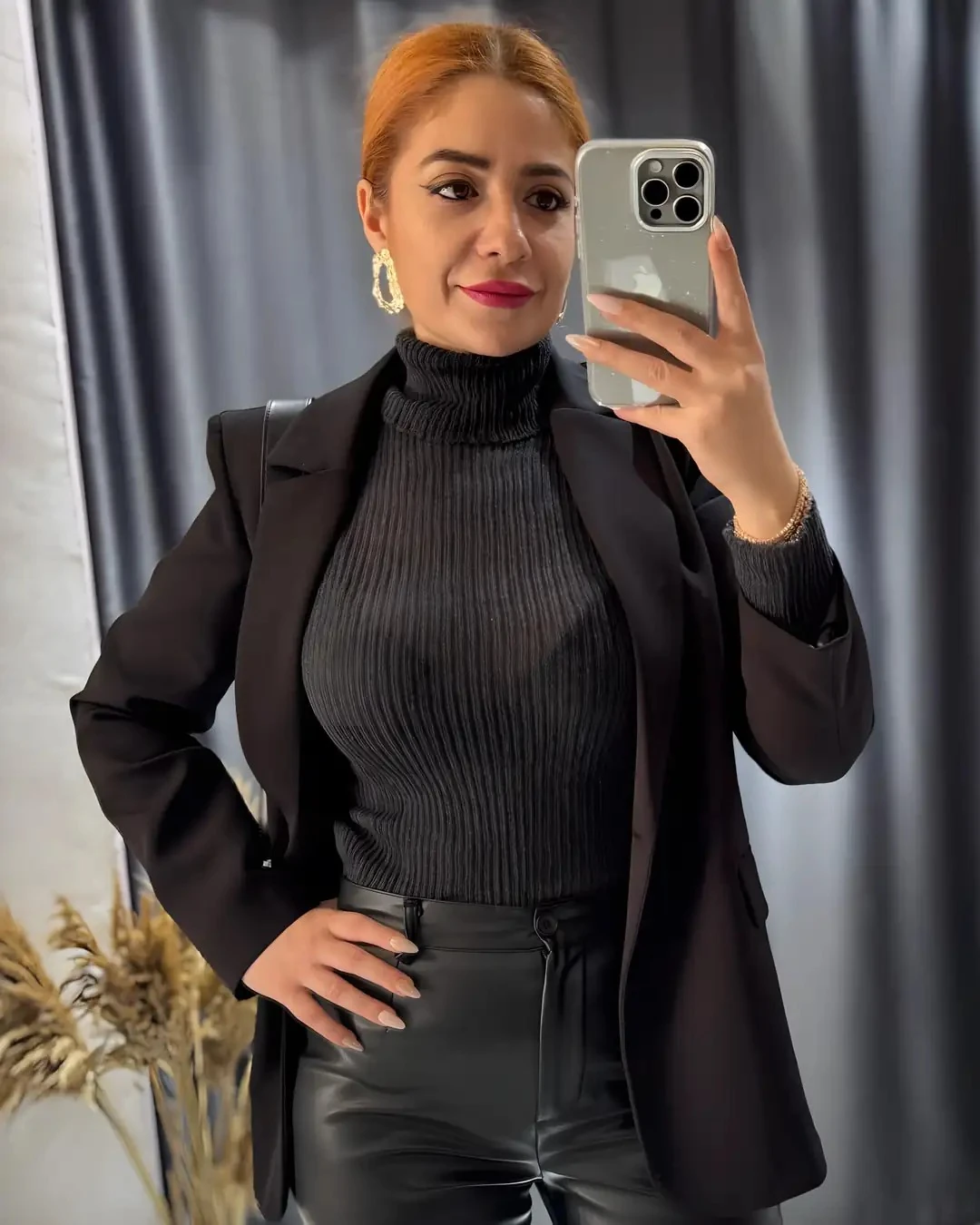 Boğazlı Fit Triko Kazak - gri