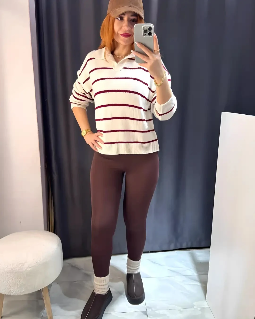 Şardonlu Basic Tayt - kahverengi