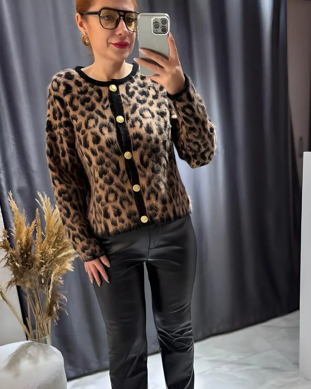 Deri Görünümlü İçi Şardonlu Yüksek Bel Pantolon - siyah