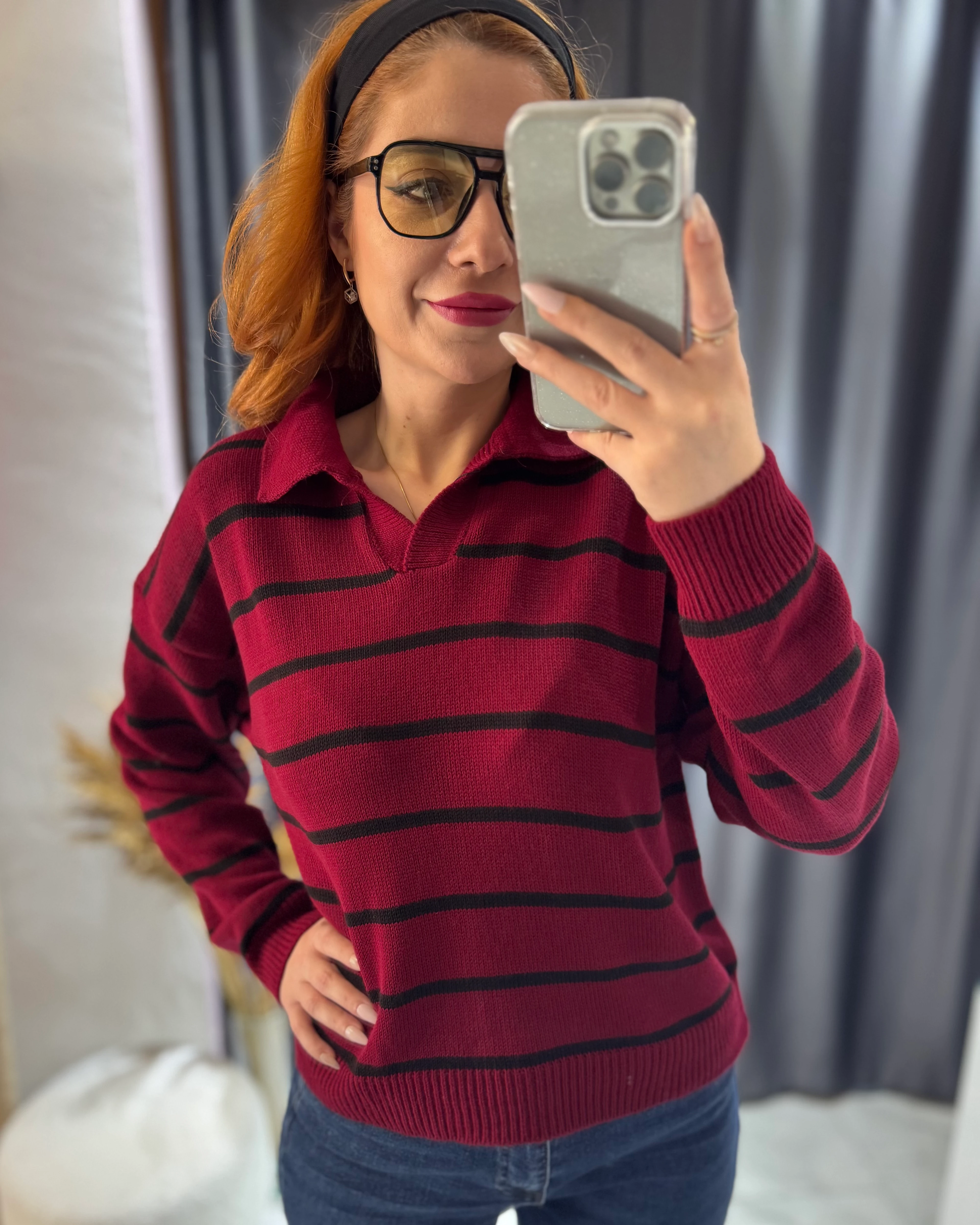 ZR-Çizgili Polo Yaka Triko