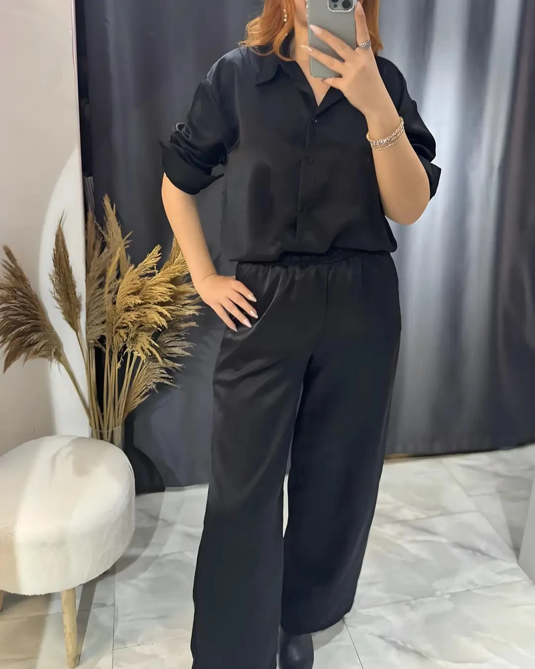 Saten Palazzo Pantolon