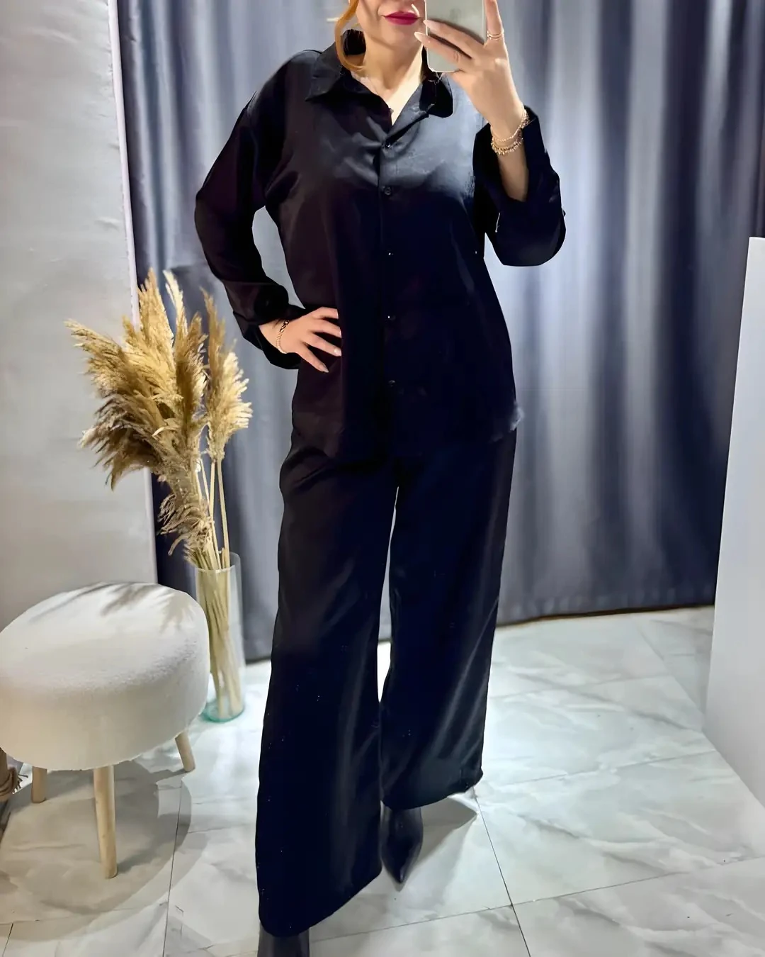 Saten Palazzo Pantolon