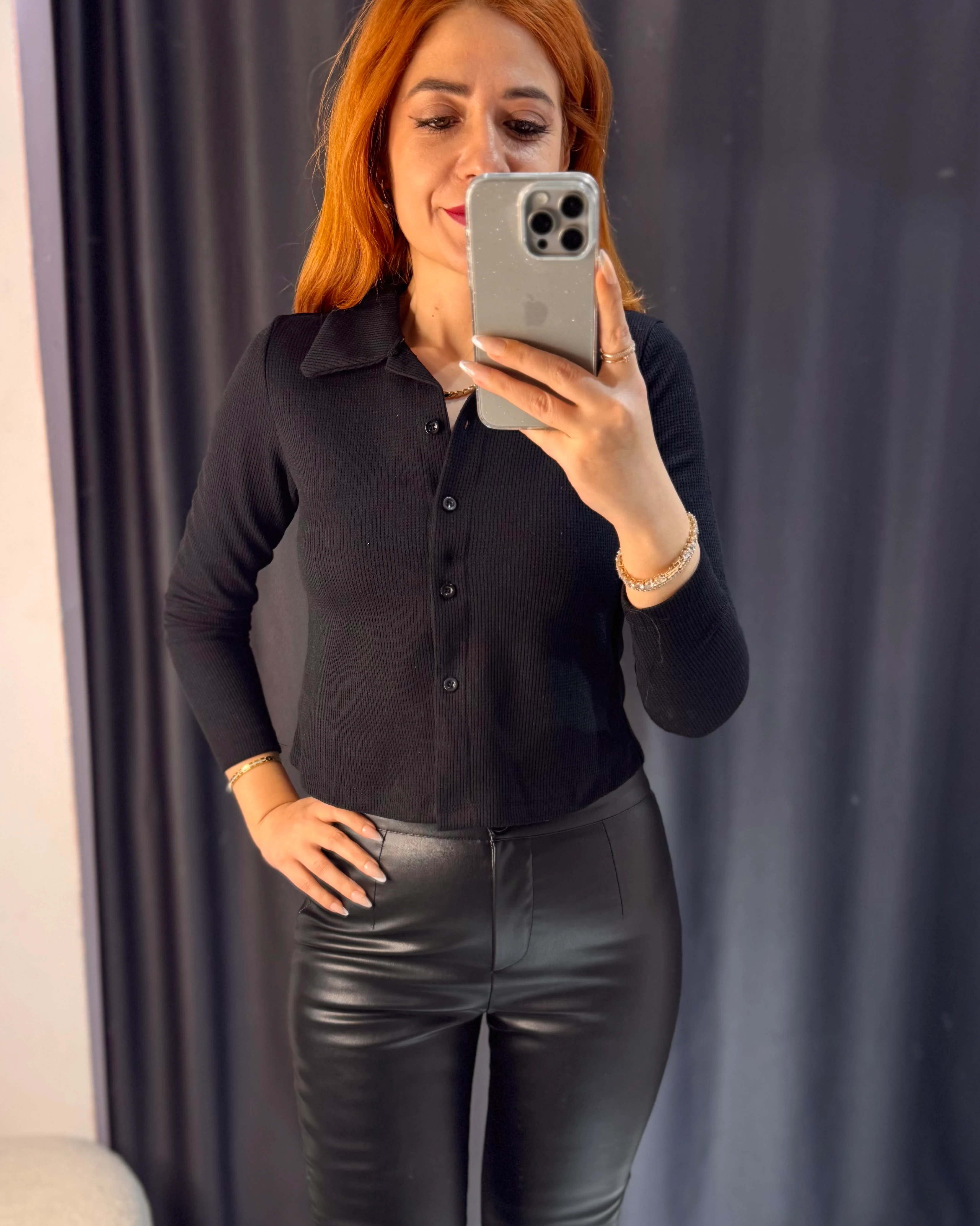 Polo Yaka Fit Triko - siyah