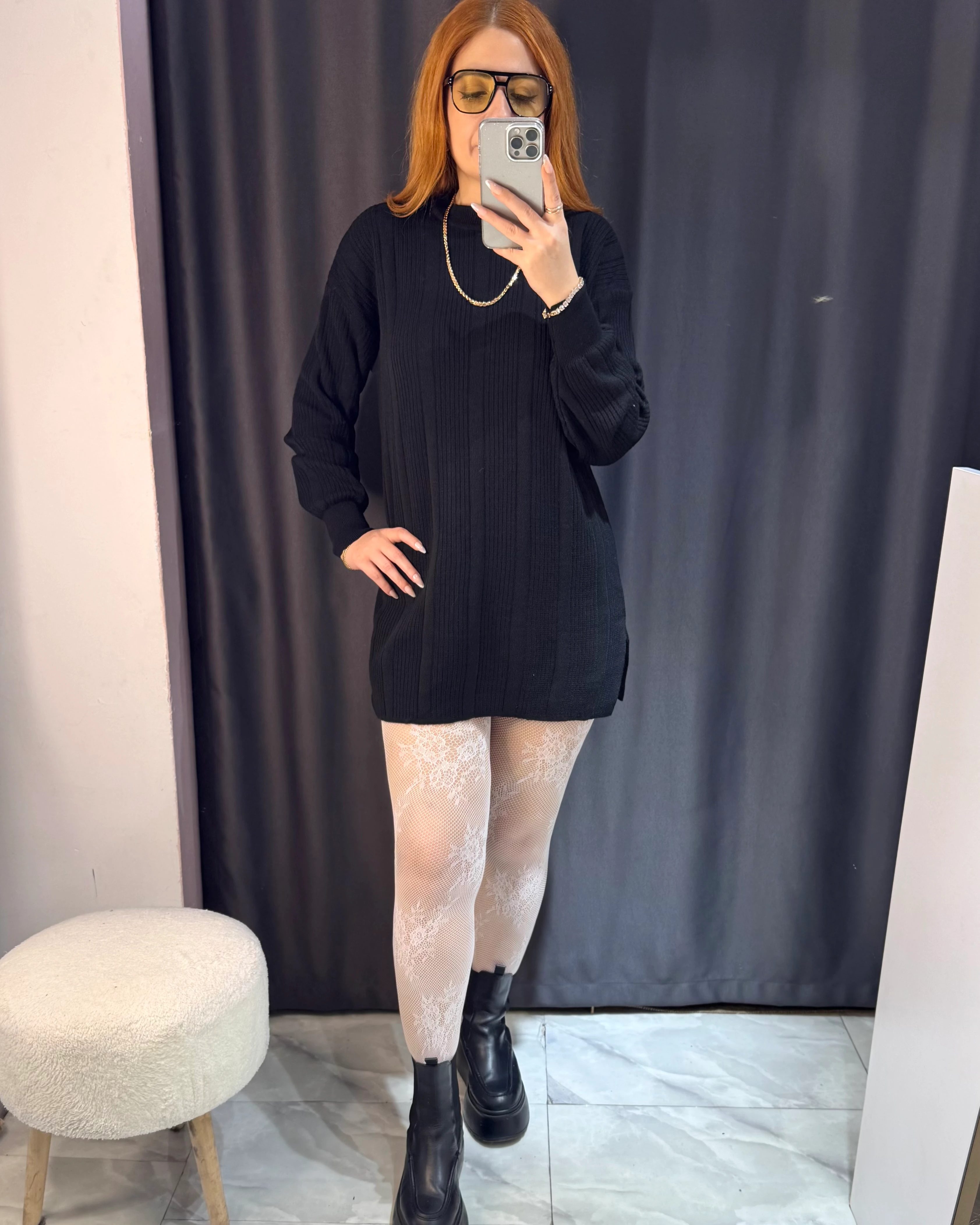 Oversize Triko Tunik Elbise