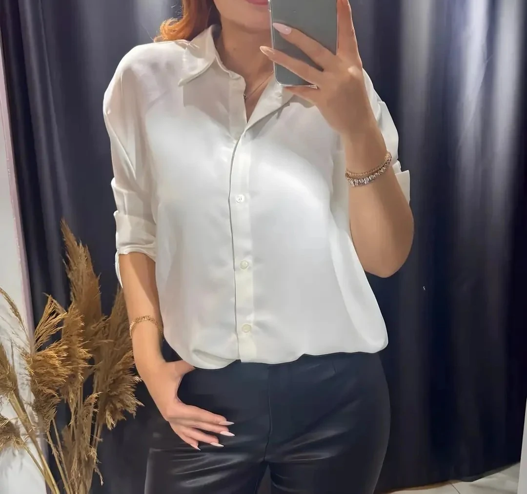 Saten Gömlek - beyaz