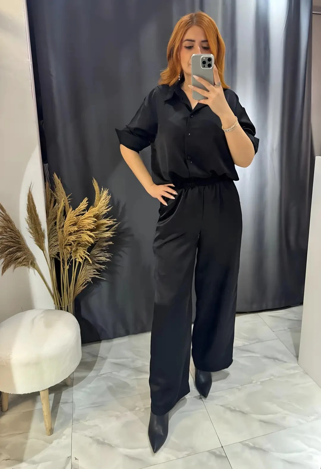 Saten Palazzo Pantolon