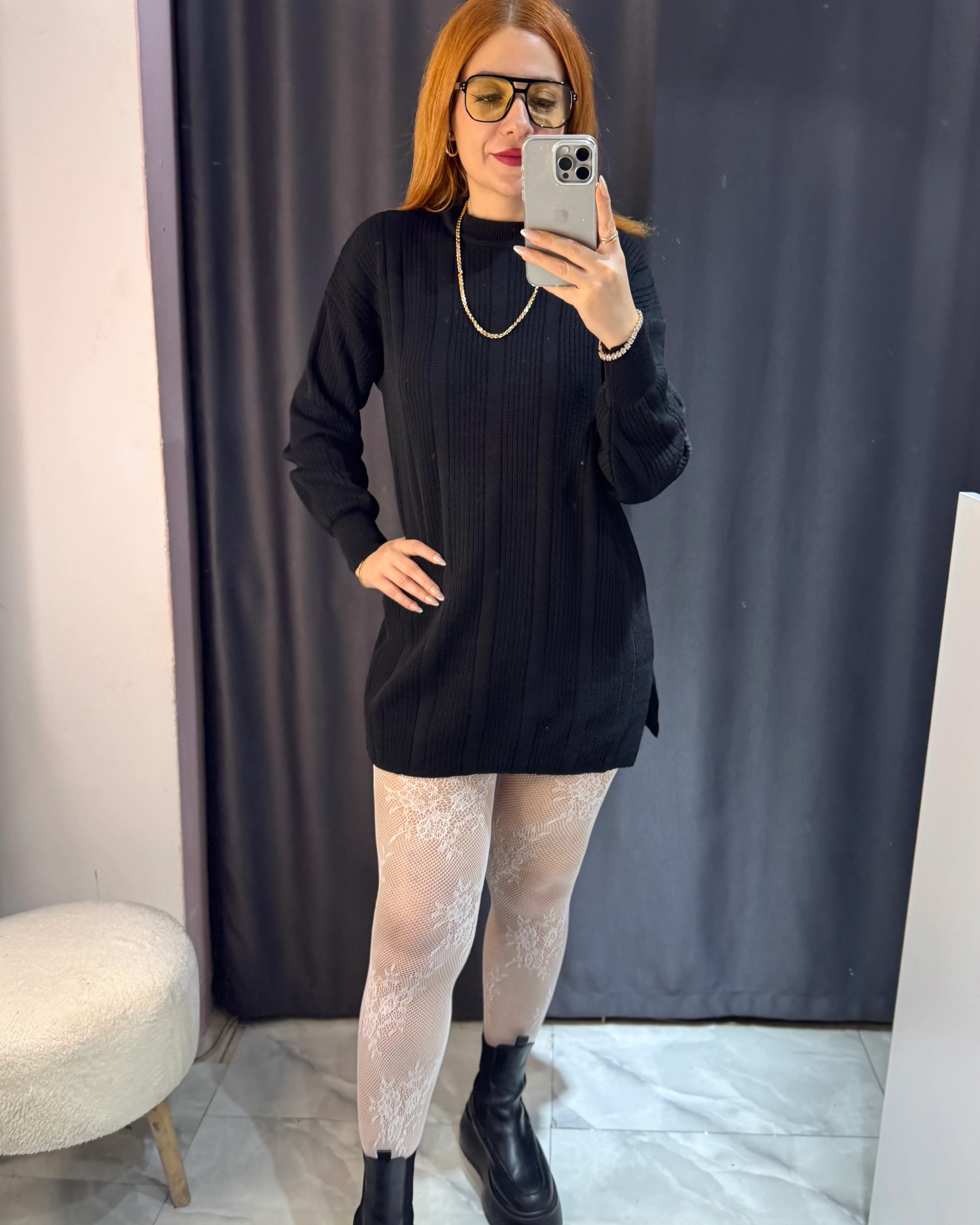 Oversize Triko Tunik Elbise