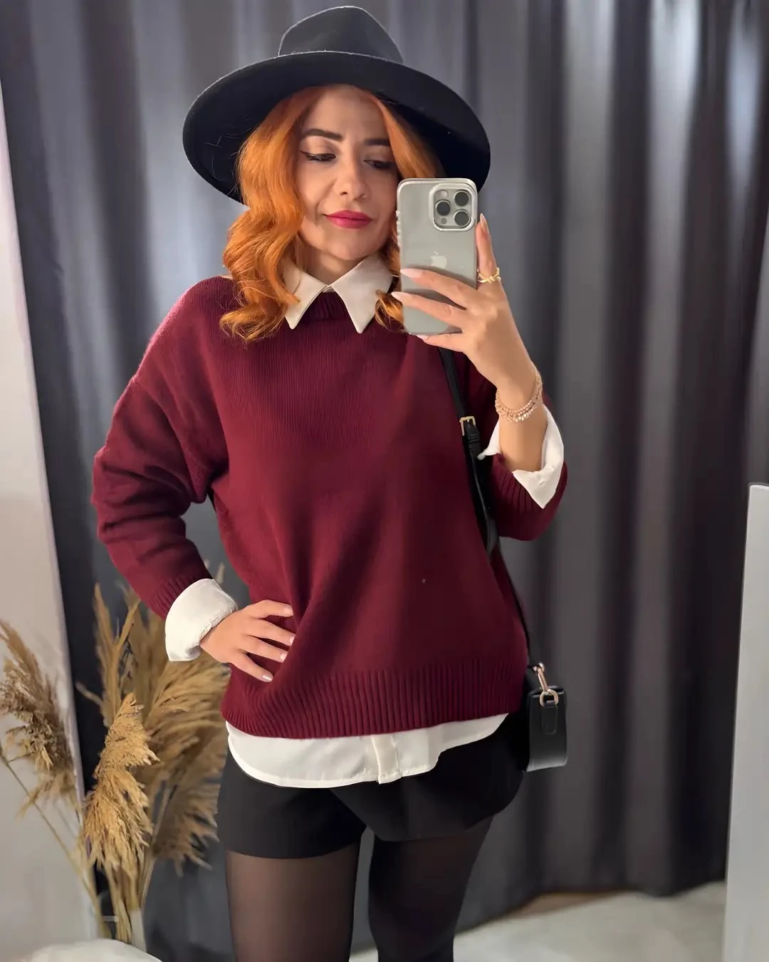 MD Yumuşak Dokulu Basic Triko Kazak - bordo