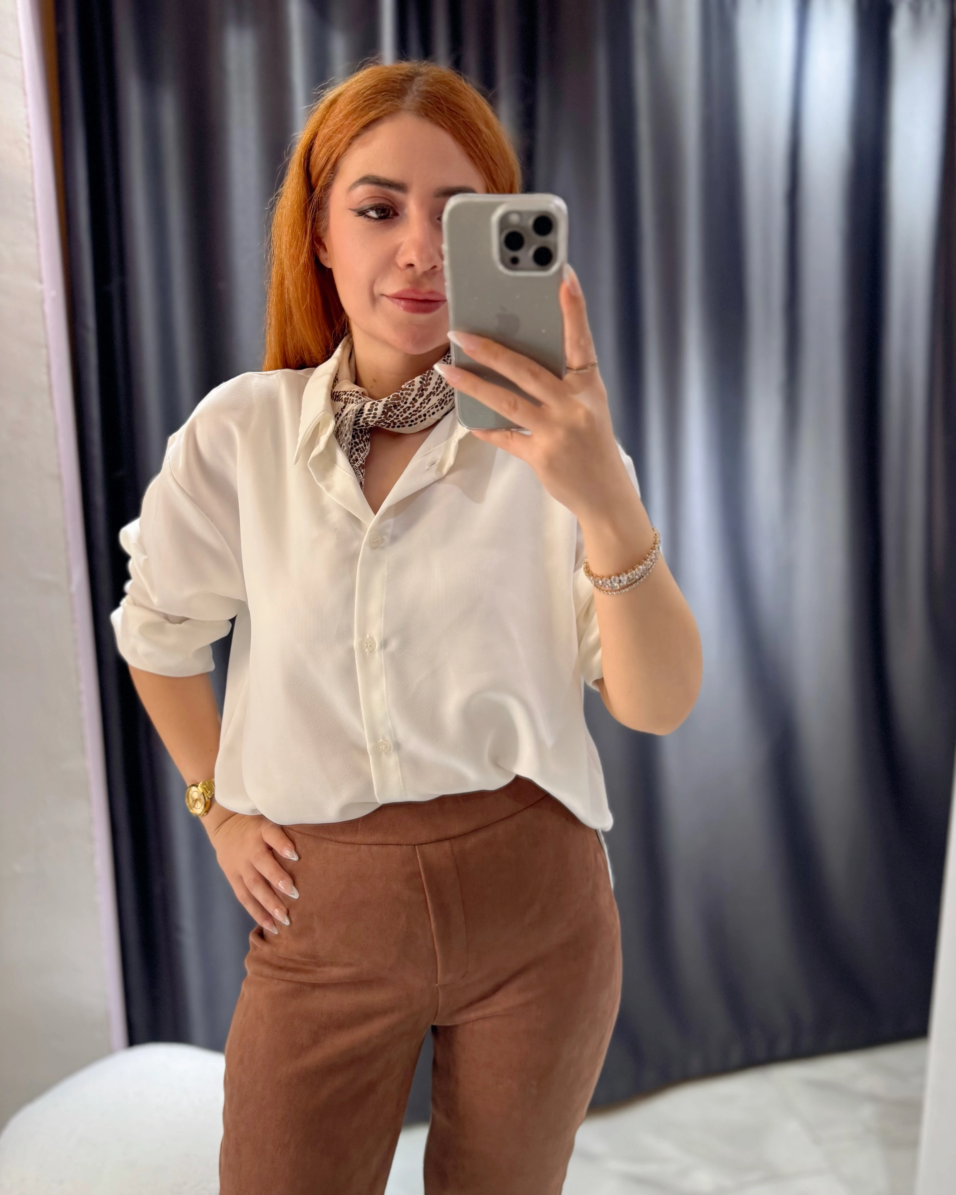 Kahverengi Süet Yandan Fermuarlı Pantolon