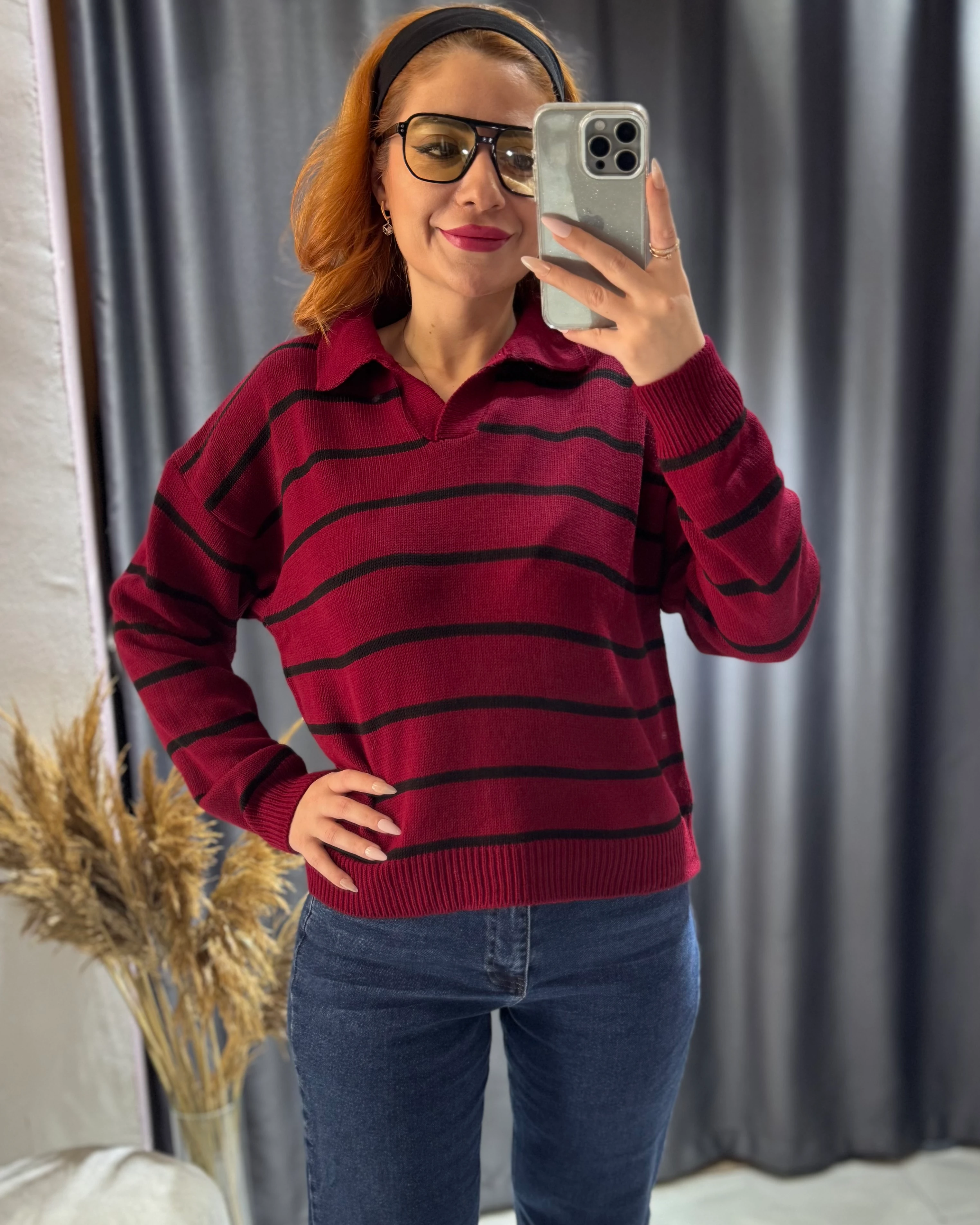 ZR-Çizgili Polo Yaka Triko