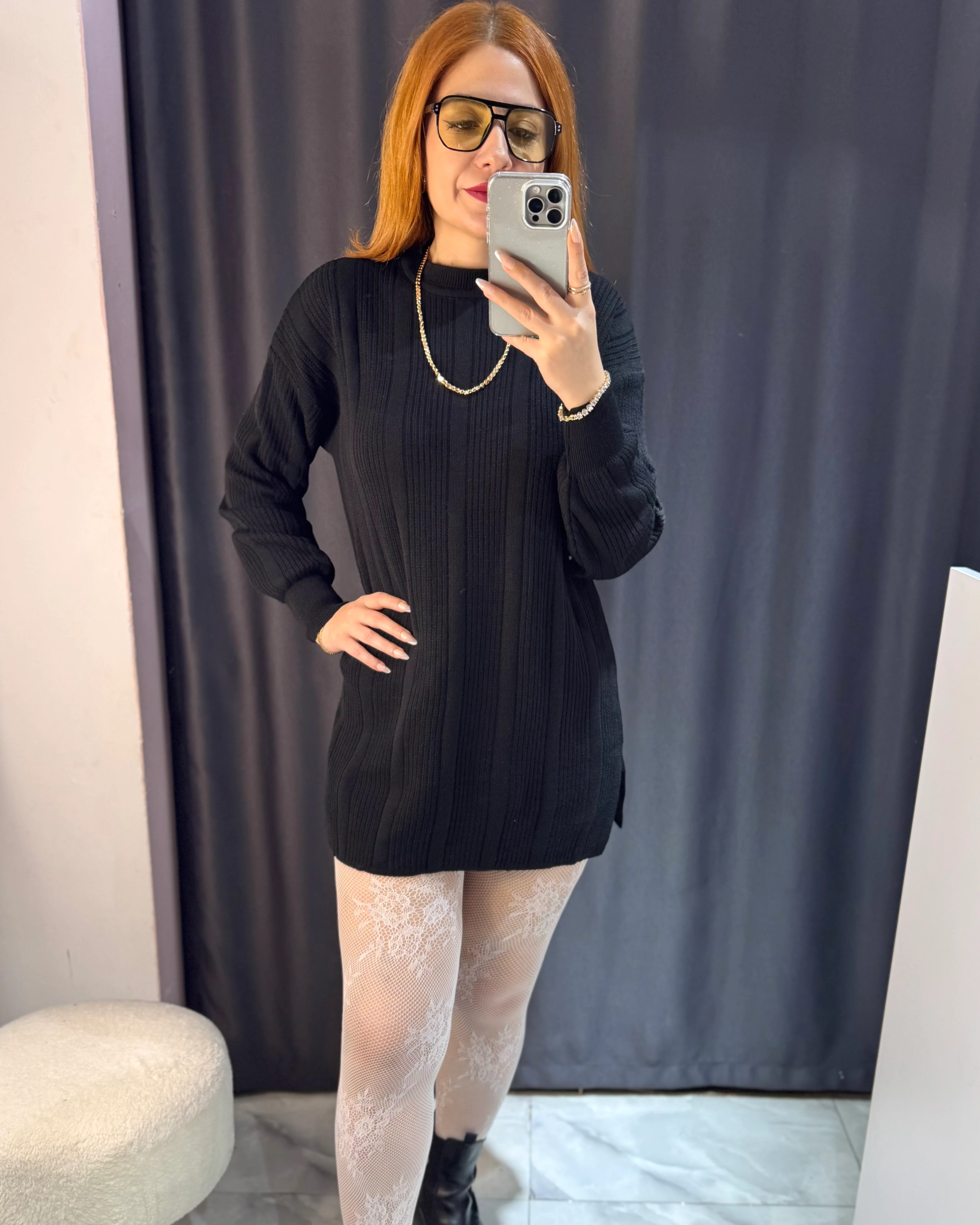 Oversize Triko Tunik Elbise