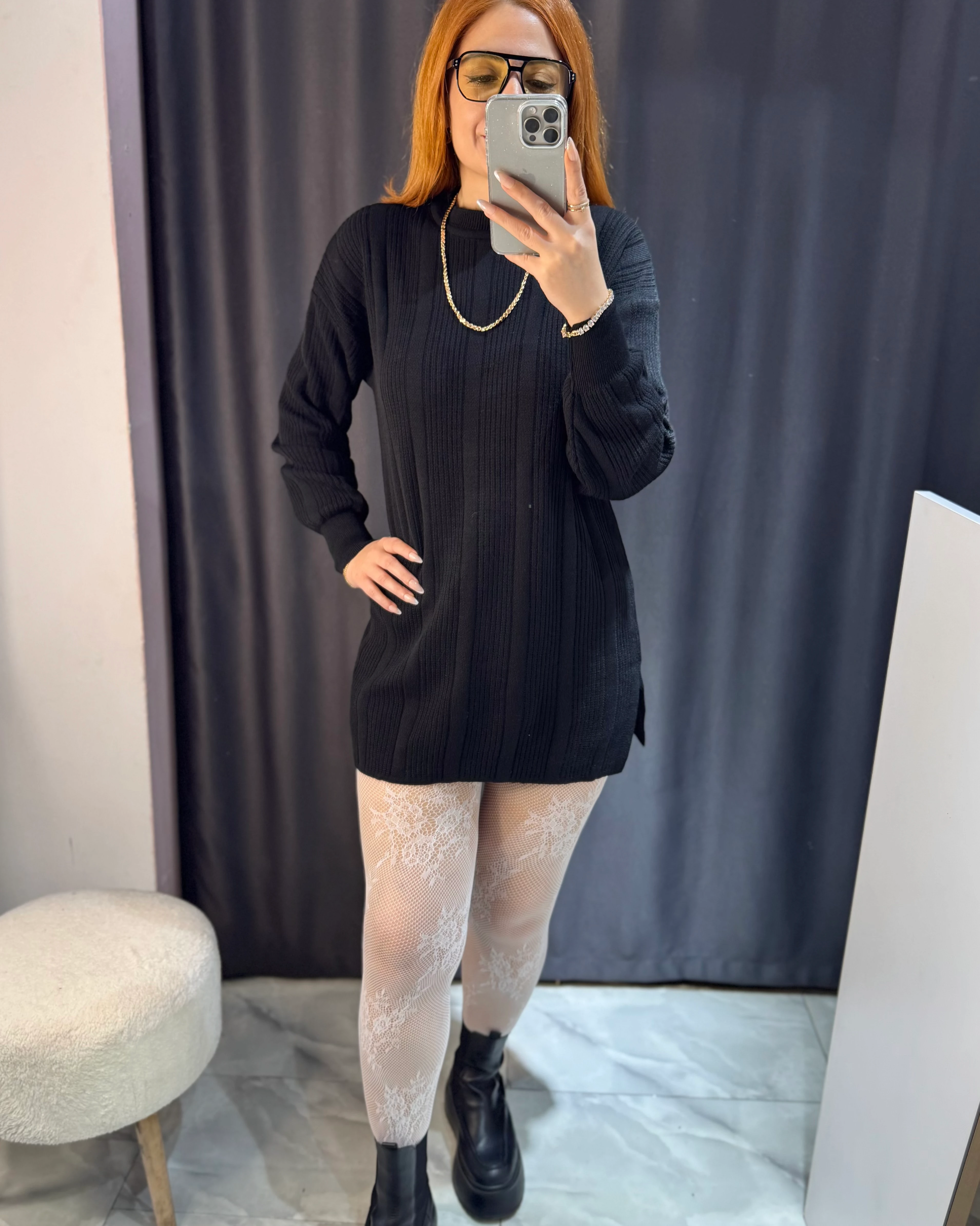 Oversize Triko Tunik Elbise