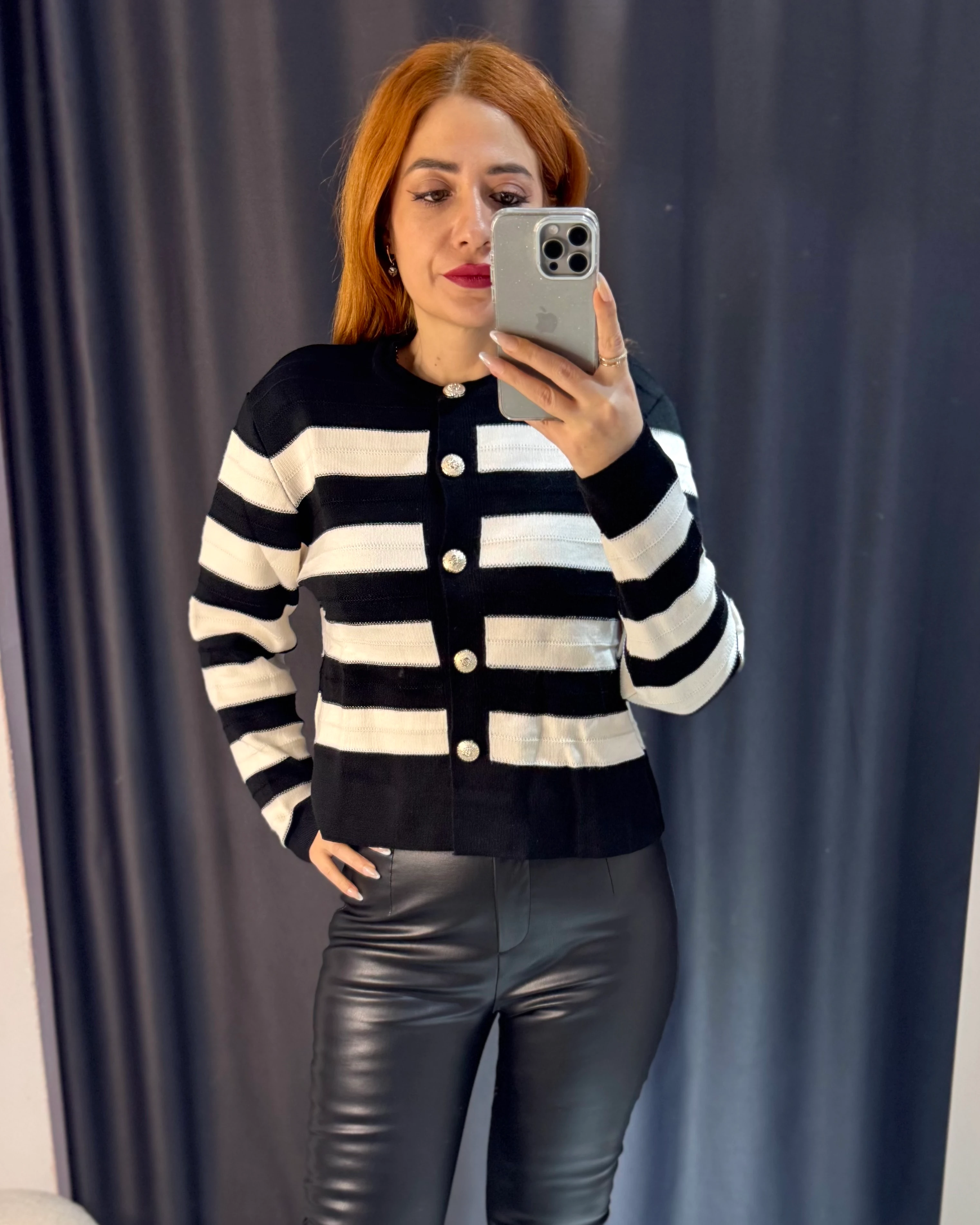 ÇİZGİLİ HIRKA - siyah