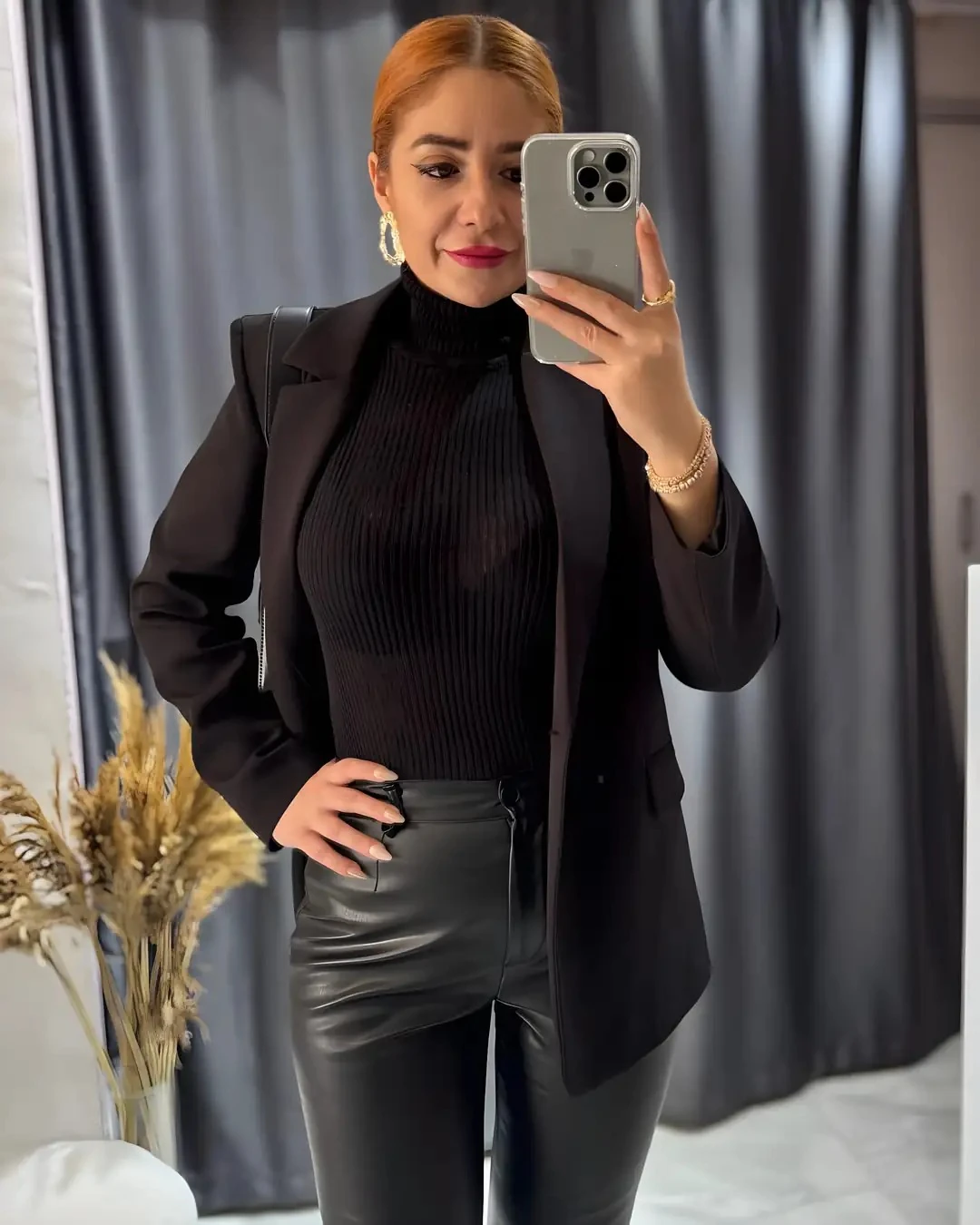 Boğazlı Fit Triko Kazak - siyah