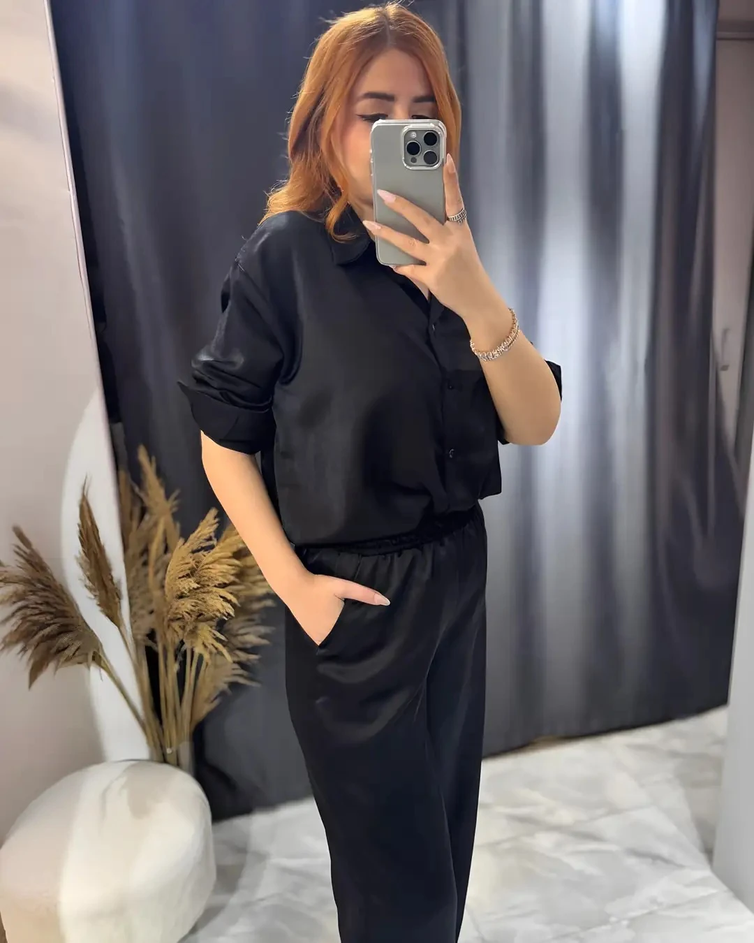 Saten Palazzo Pantolon