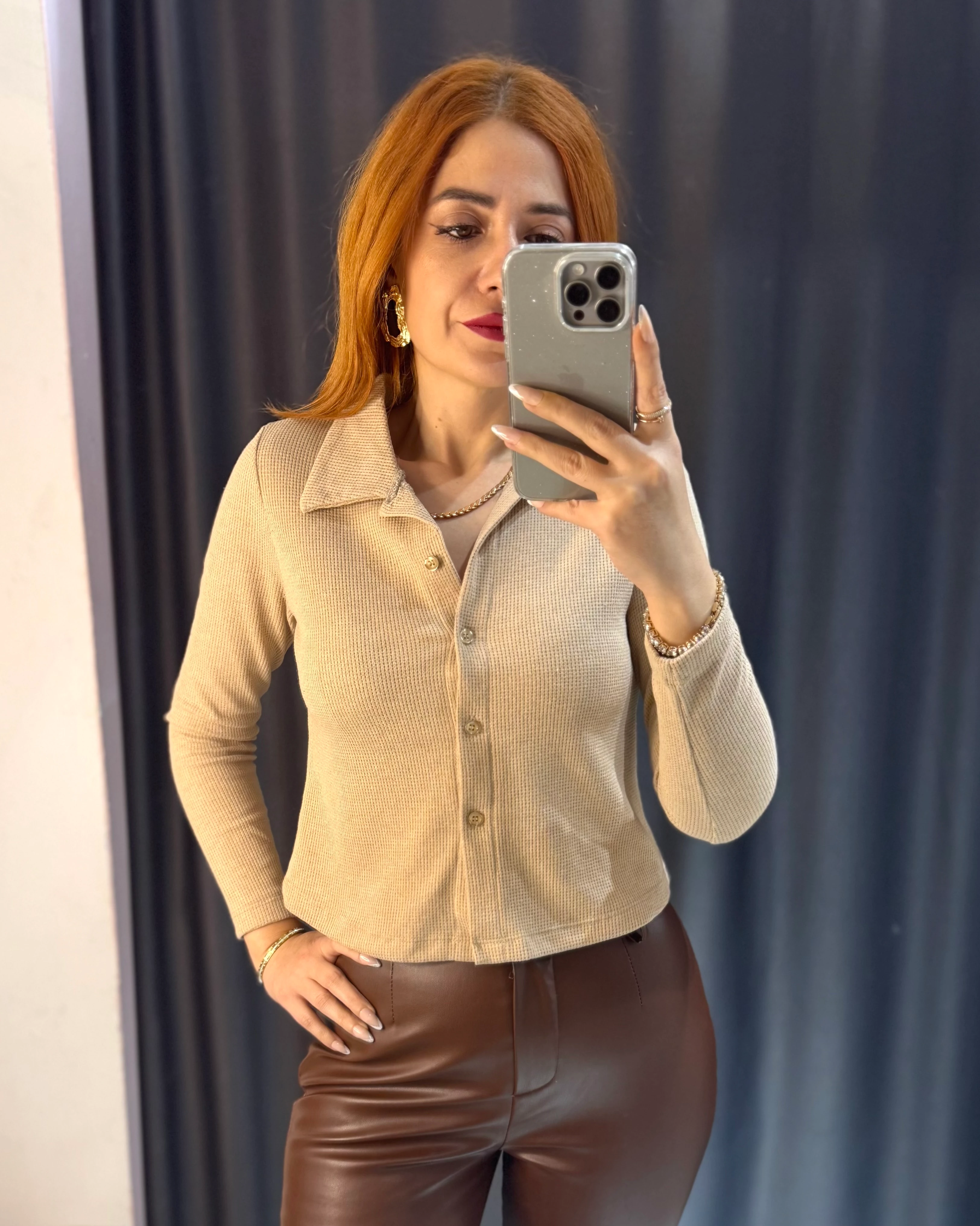 Polo Yaka Fit Triko - bej