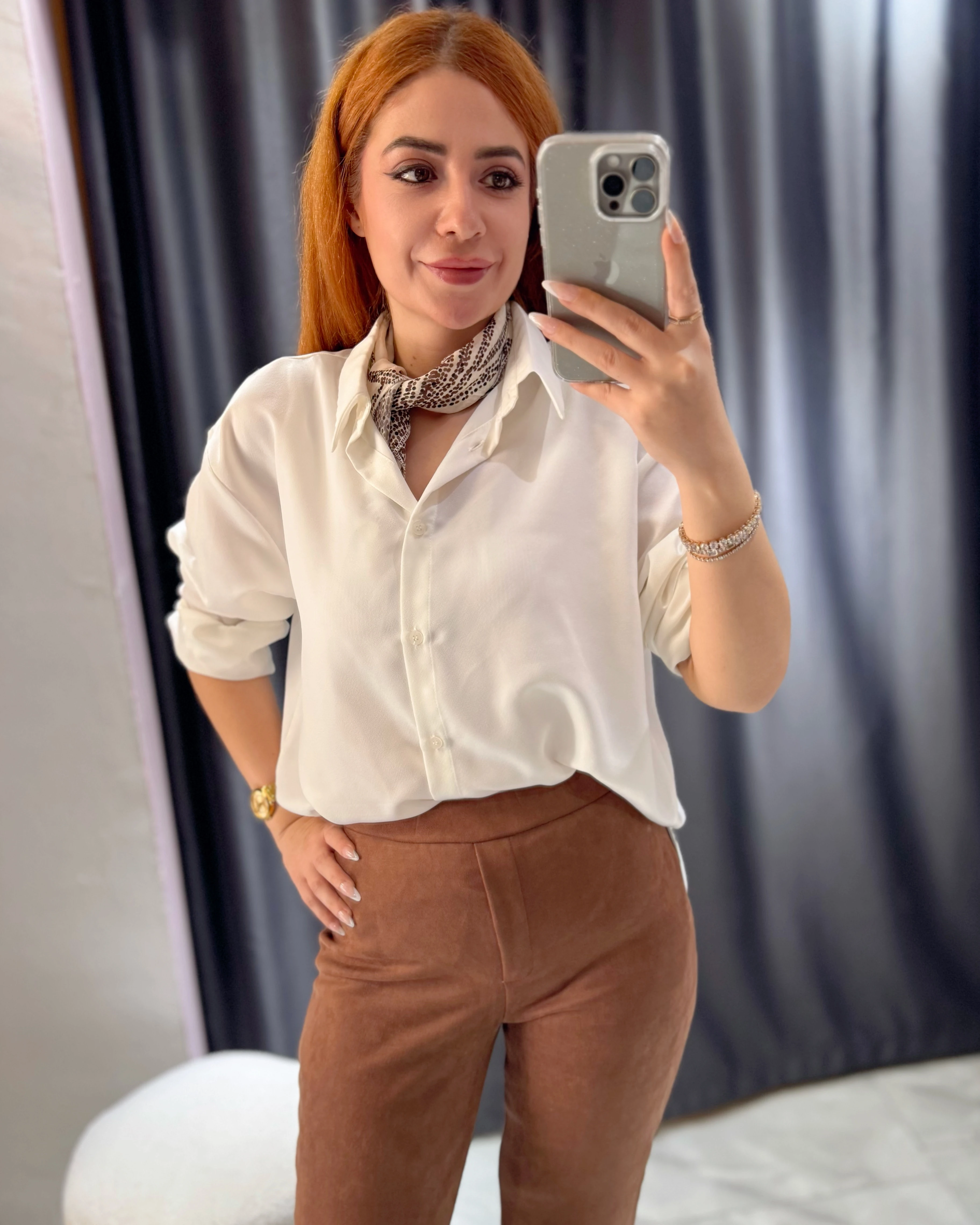 Kahverengi Süet Yandan Fermuarlı Pantolon