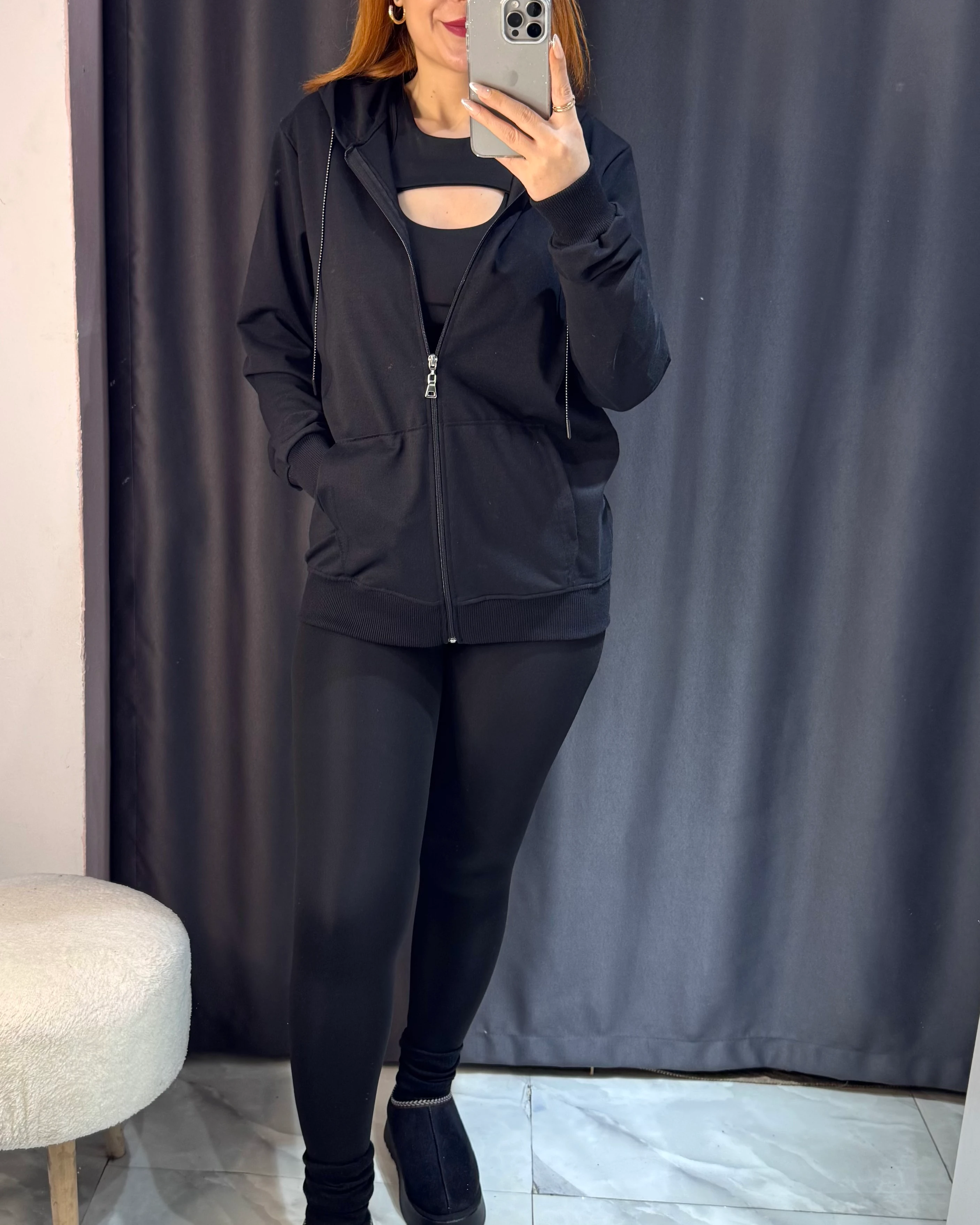 Kapüşonlu Fermuarlı Sweat