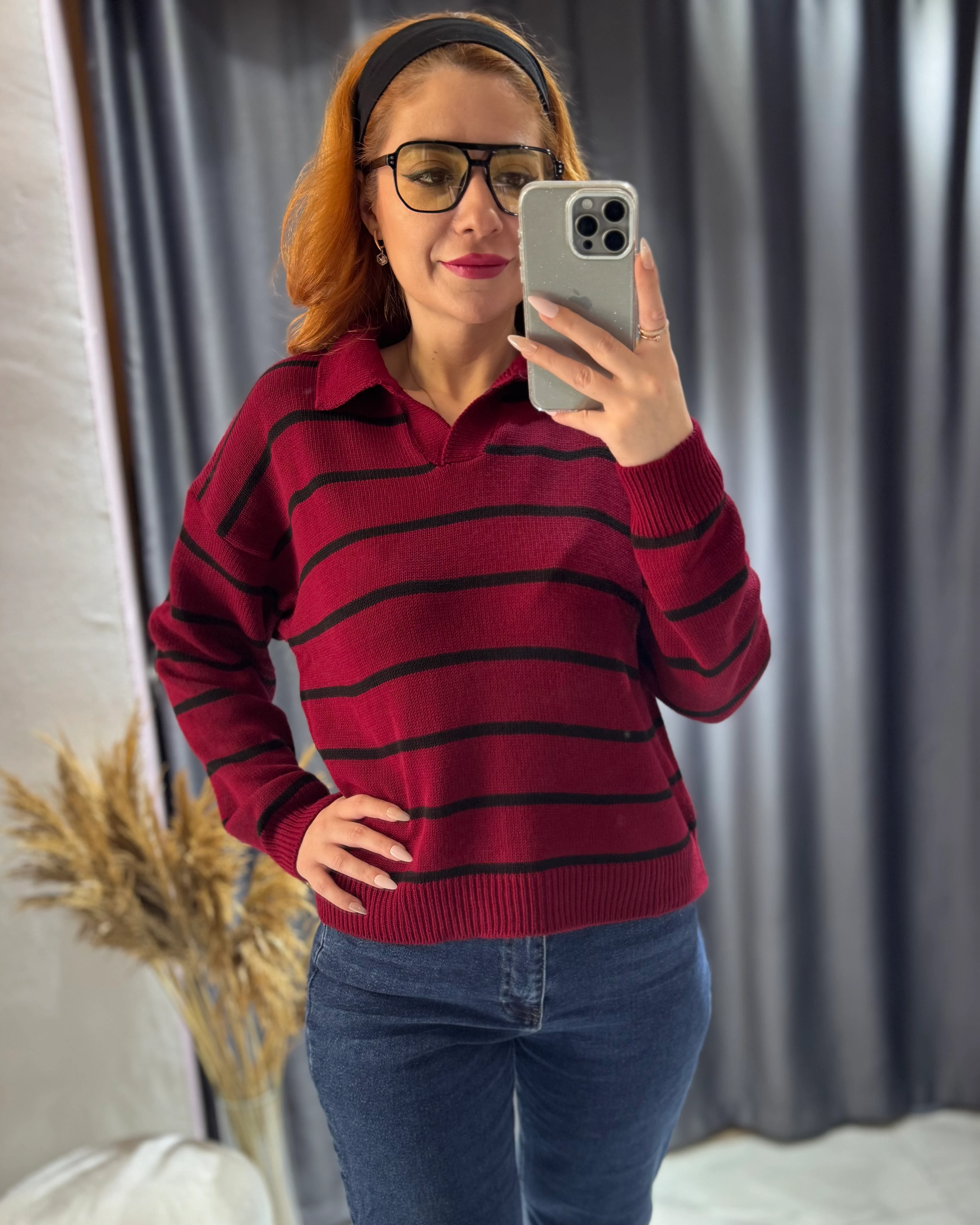 ZR-Çizgili Polo Yaka Triko