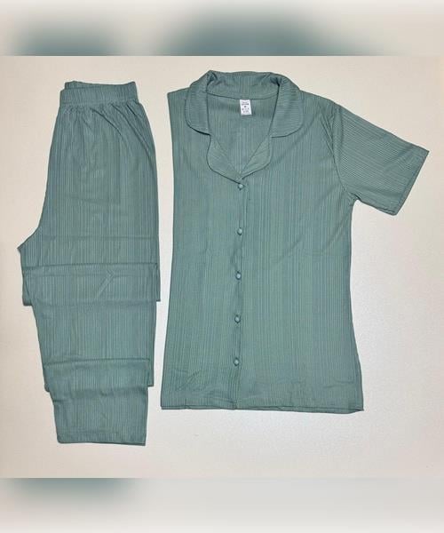 Su yeşili kısa kollu pijama takımı