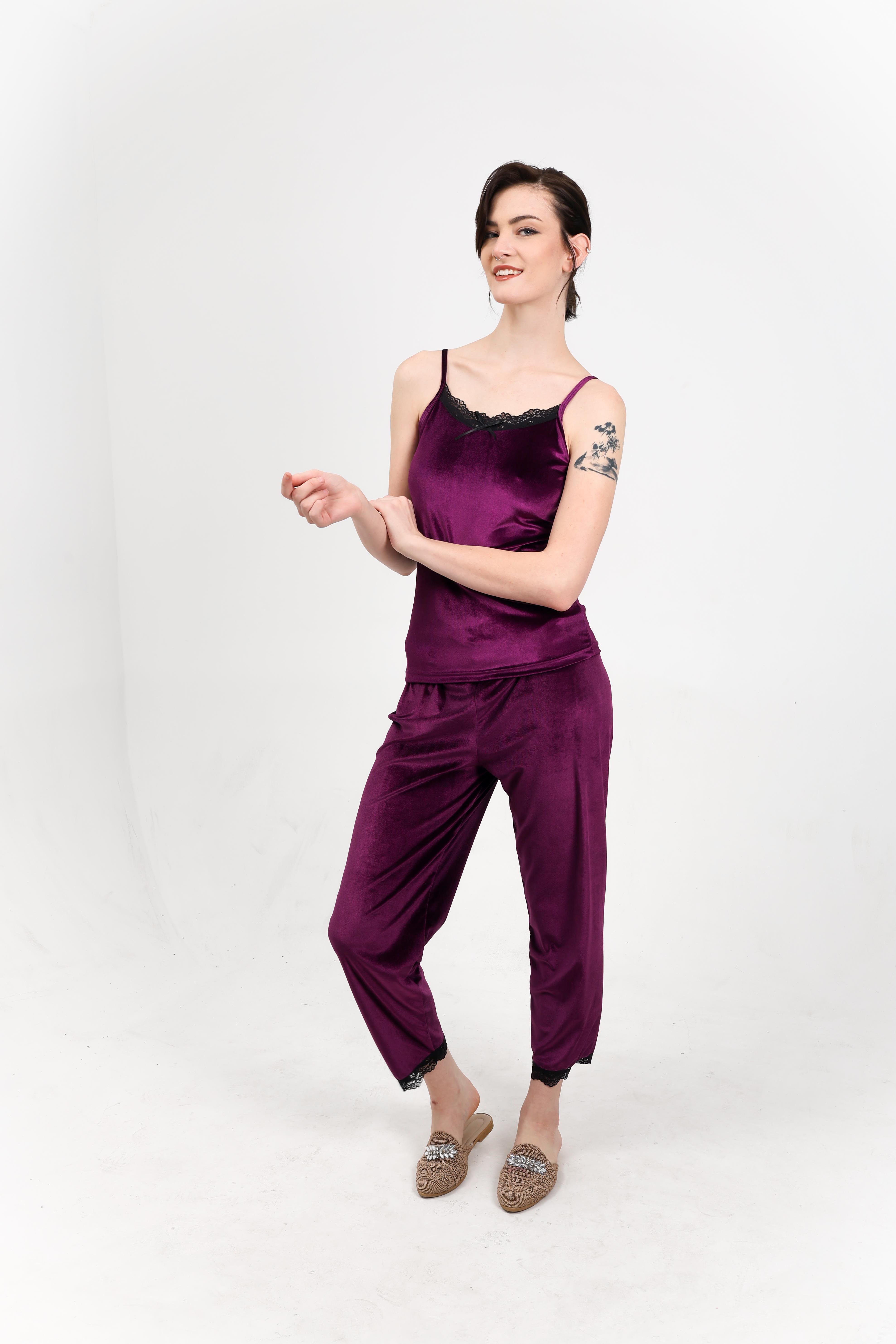 Mor kadife pijama takımı