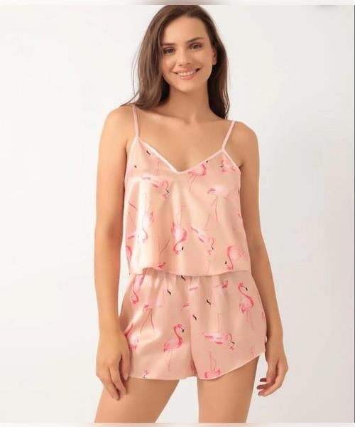 Flamingo Desen Saten Takım