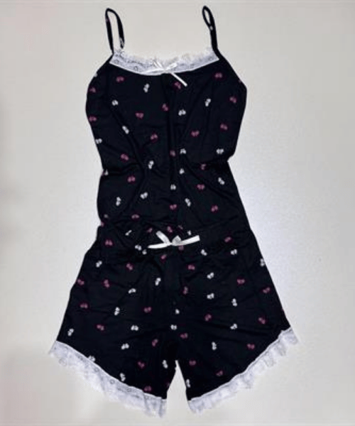 Siyah bisiklet desen şortlu takım