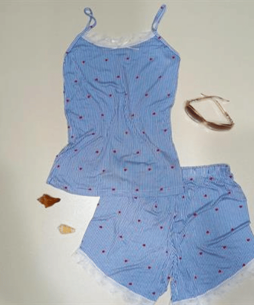 Mavi çizgili Şortlu takım