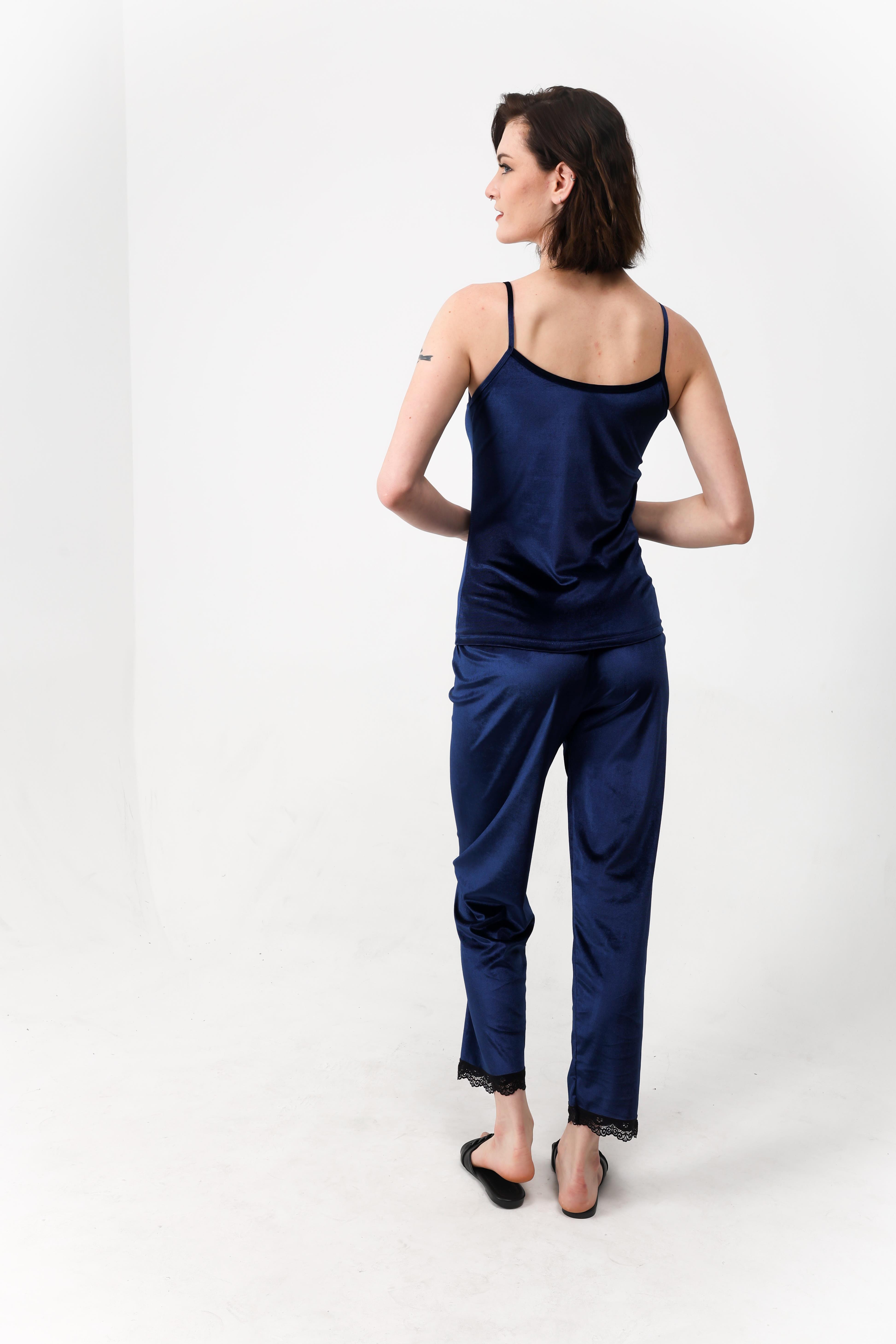 Lacivert kadife pijama takımı
