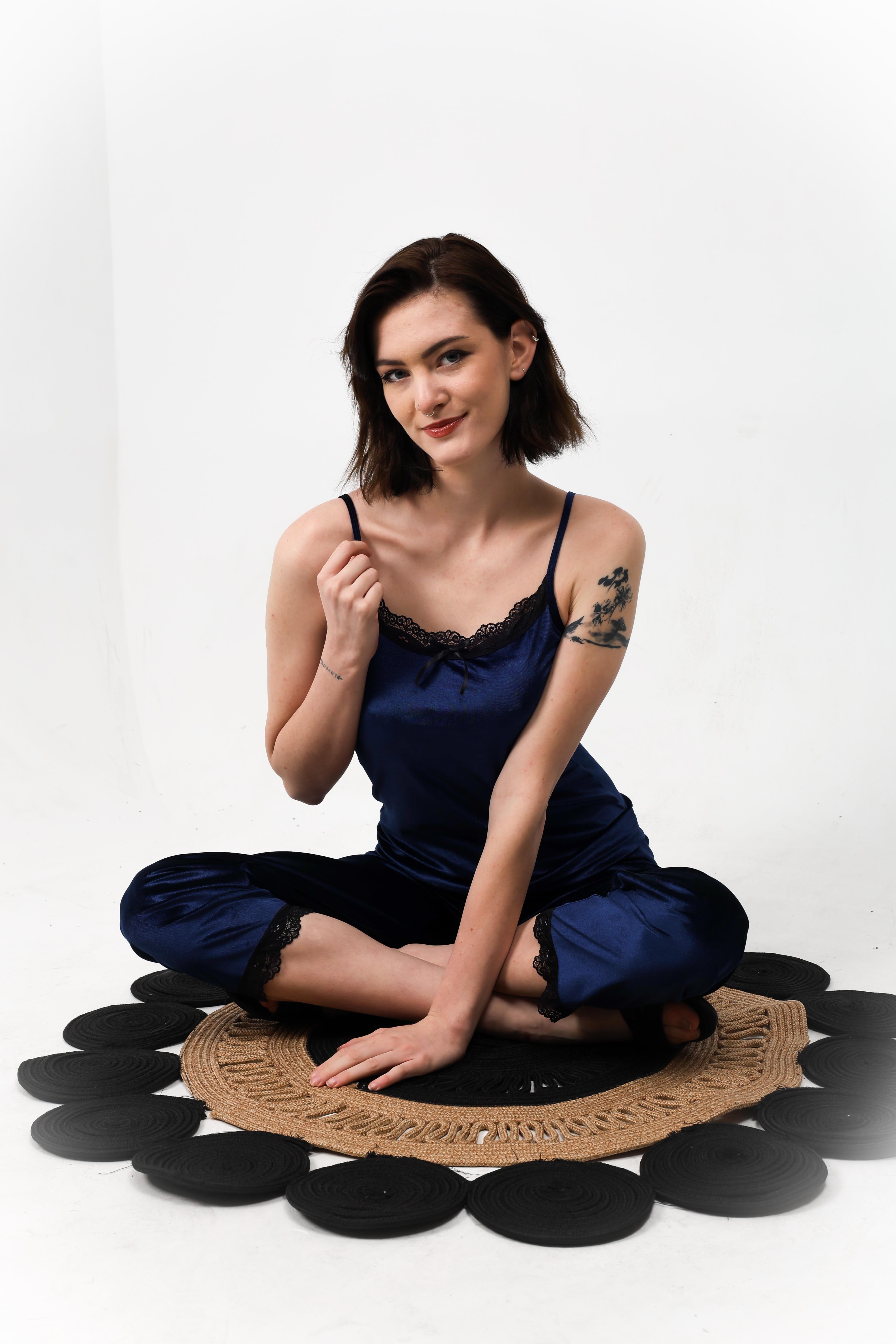 Lacivert kadife pijama takımı