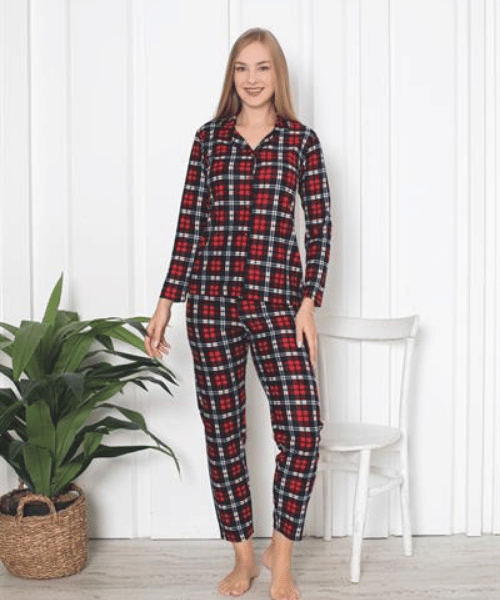ekose lacivert pijama takımı