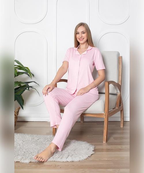Pembe kısa kollu pijama takımı