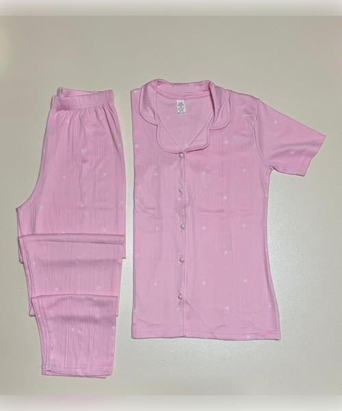 Pembe kısa kollu pijama takımı