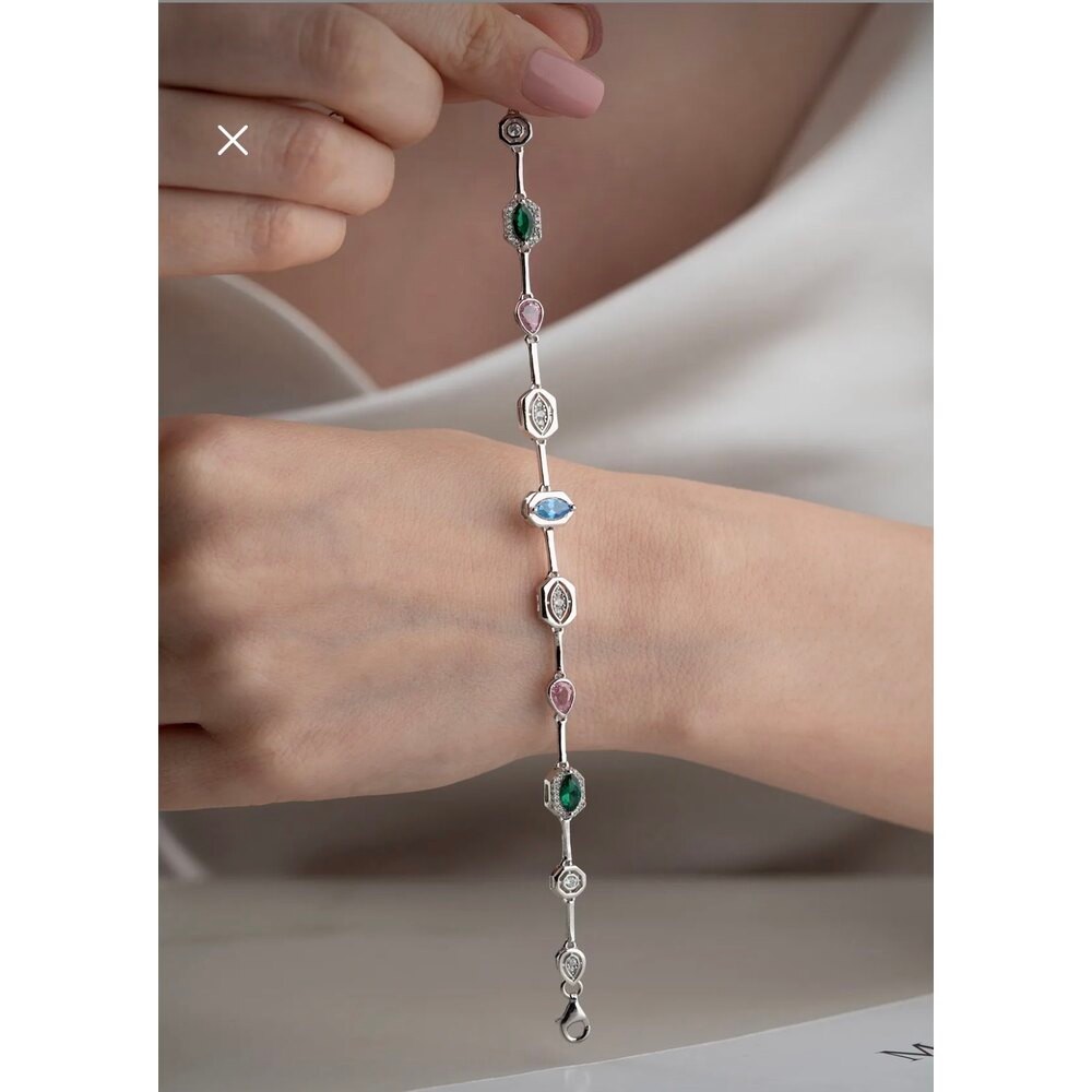 Silver Renkli Taşlı Element Bileklik