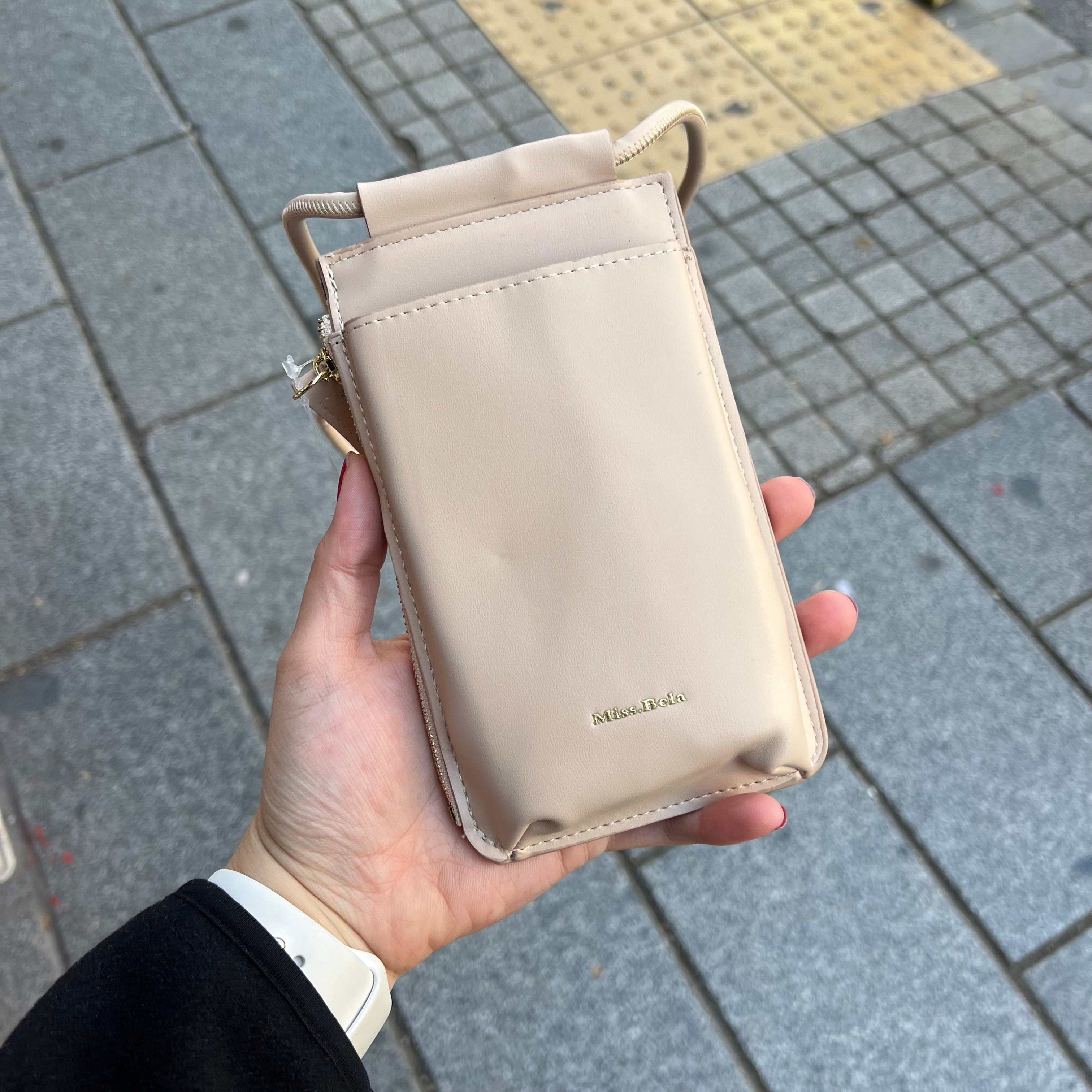 Krem Rengi Telefon Çantası