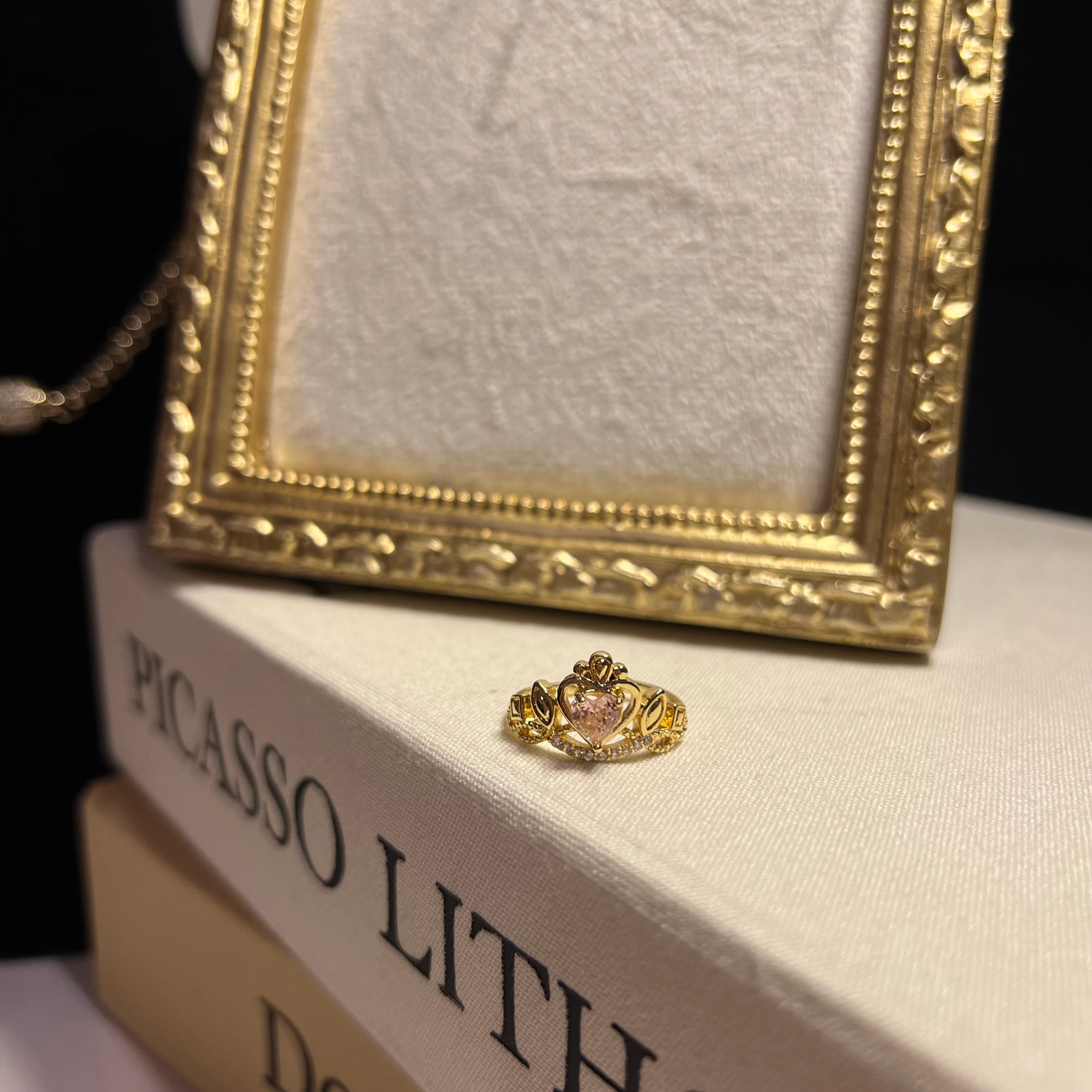 Gold Altın Kaplama Pembe Prenses Yüzük Ayarlanabilir