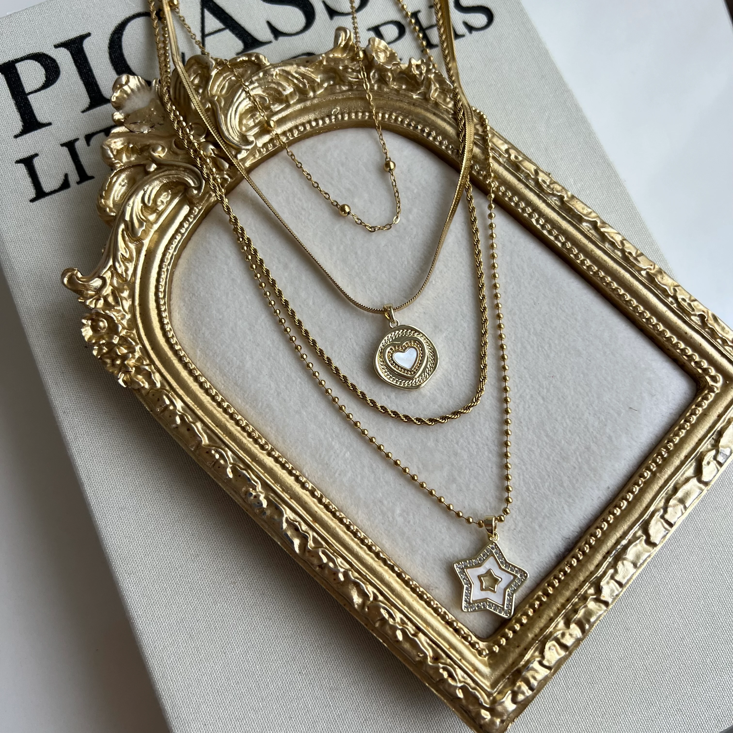 Çelik Gold Çoklu Kolye Seti