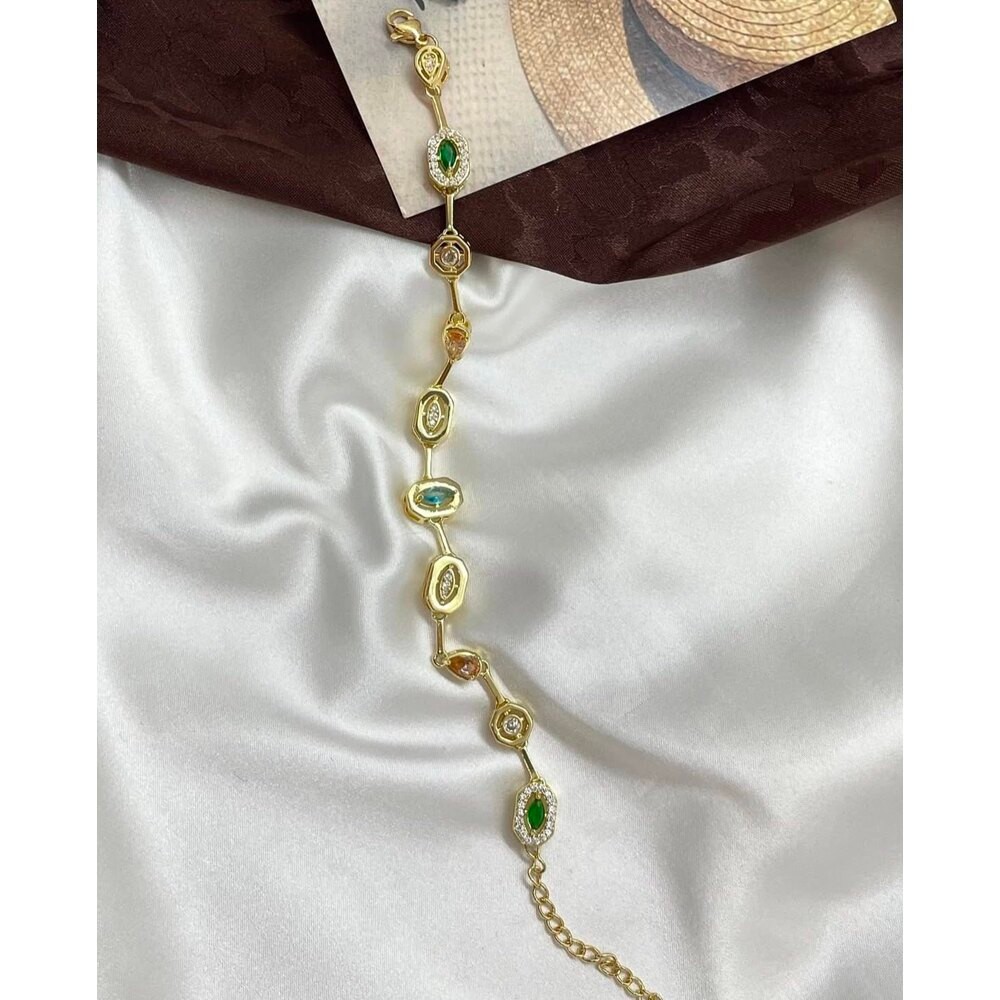 Gold Renkli Taşlı Element Bileklik