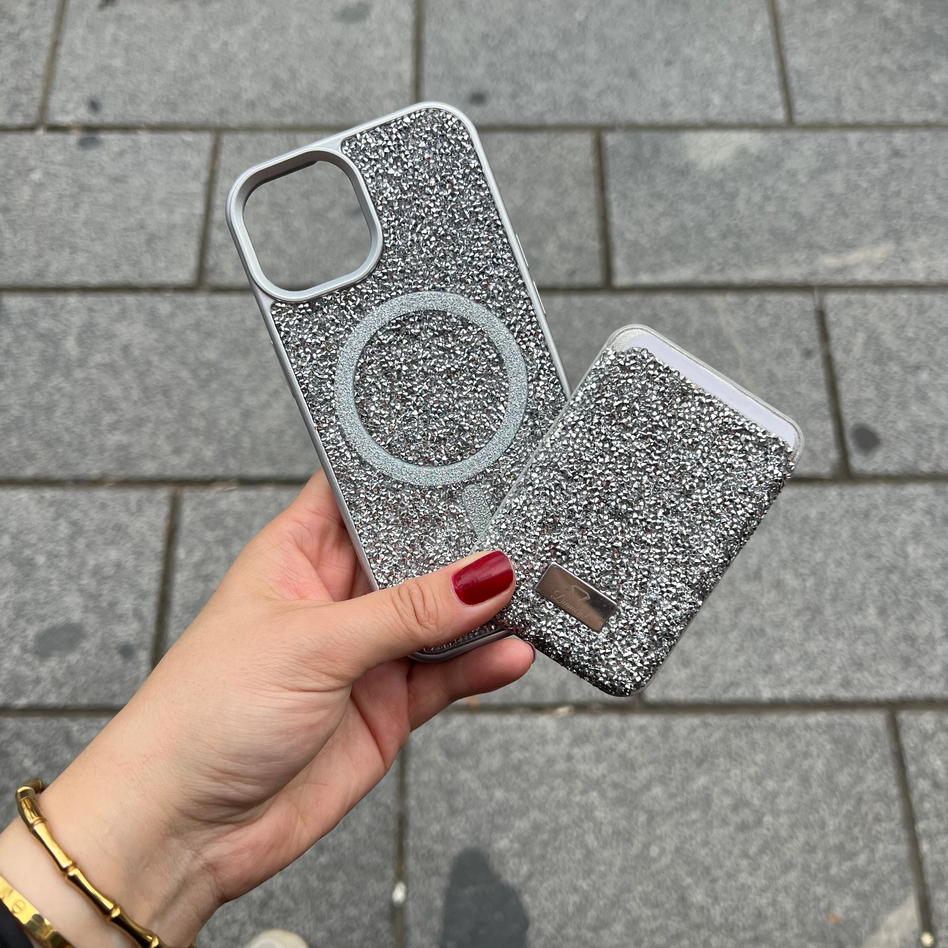 Iphone 13/14 Taşlı Mage Safe Uyumlu Telefon Kılıfı